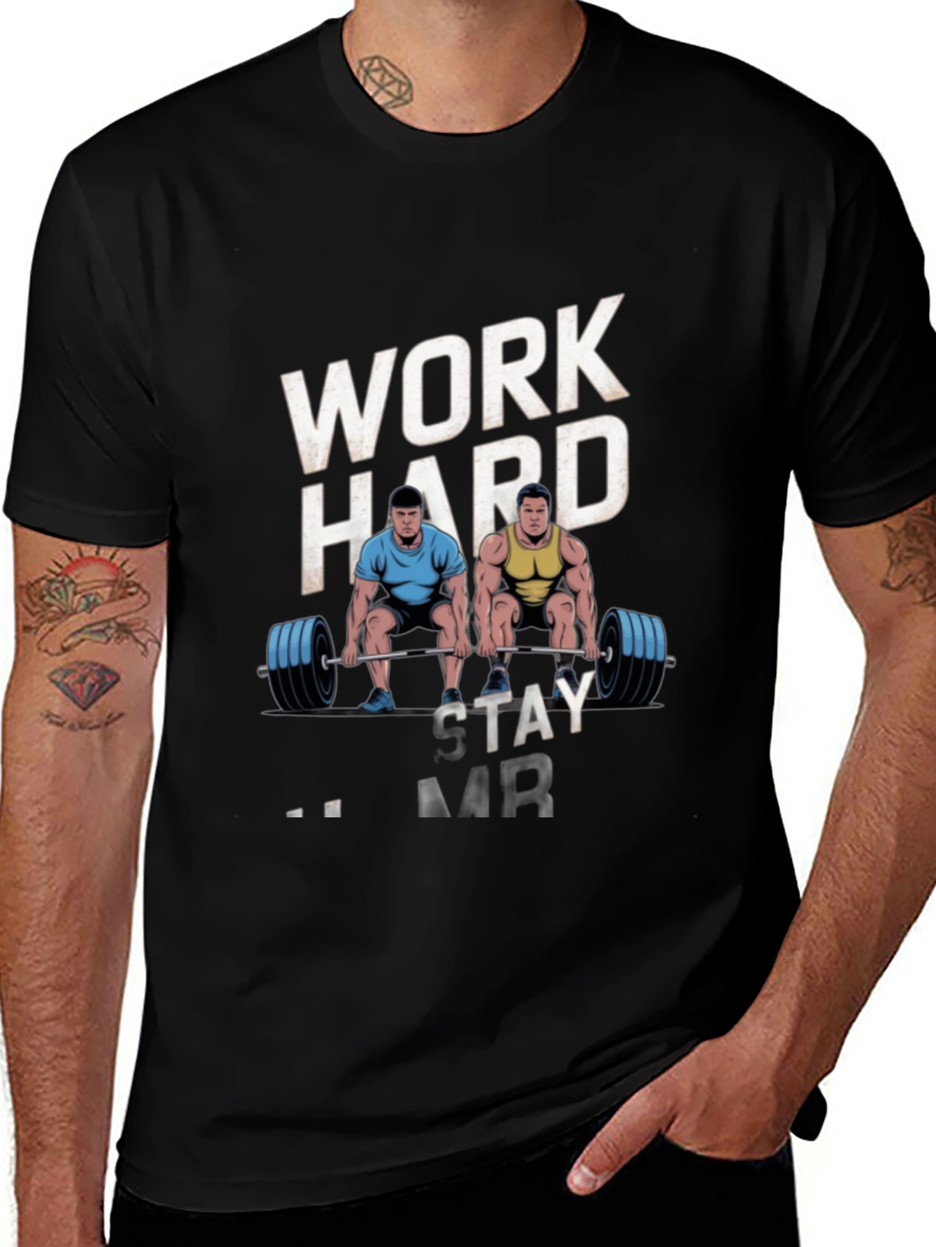 Variant 11 of Work Hard Stay Strong Men's Graphic T-Shirt