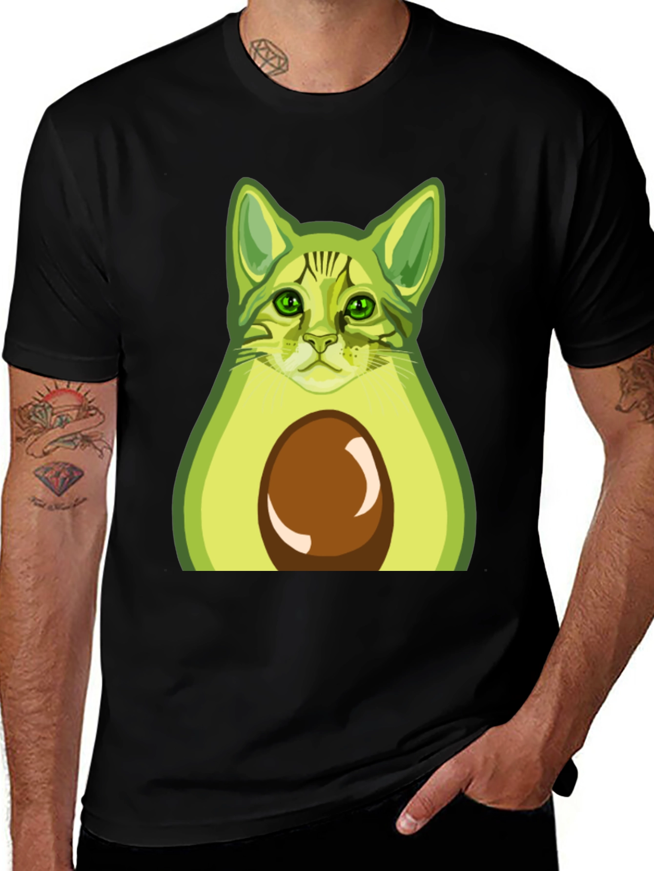 Variant 13 of Avocado Cat Graphic Tee - Funny Novelty T-Shirt