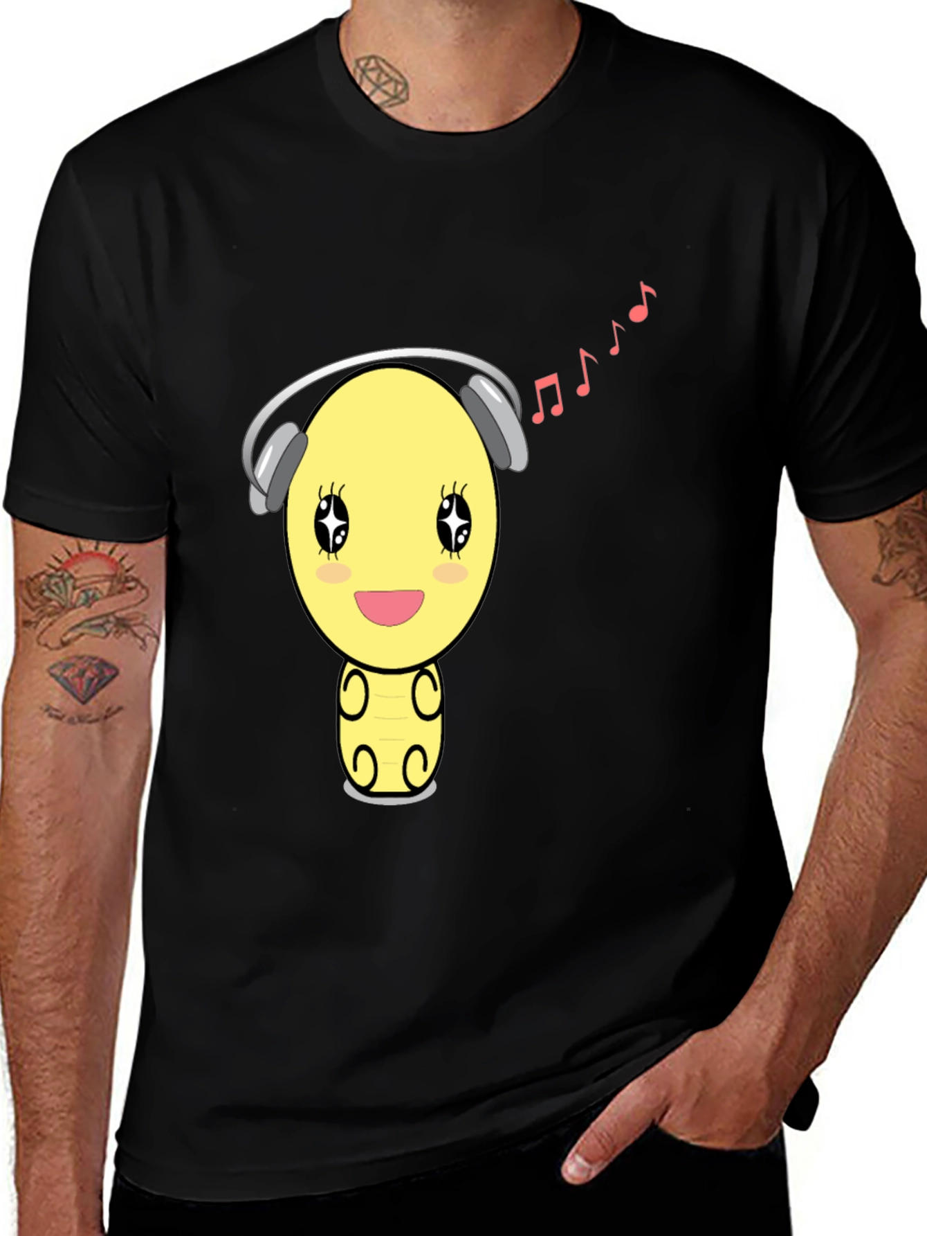 Variant 4 of Cartoon Emoji Music Lover T-Shirt