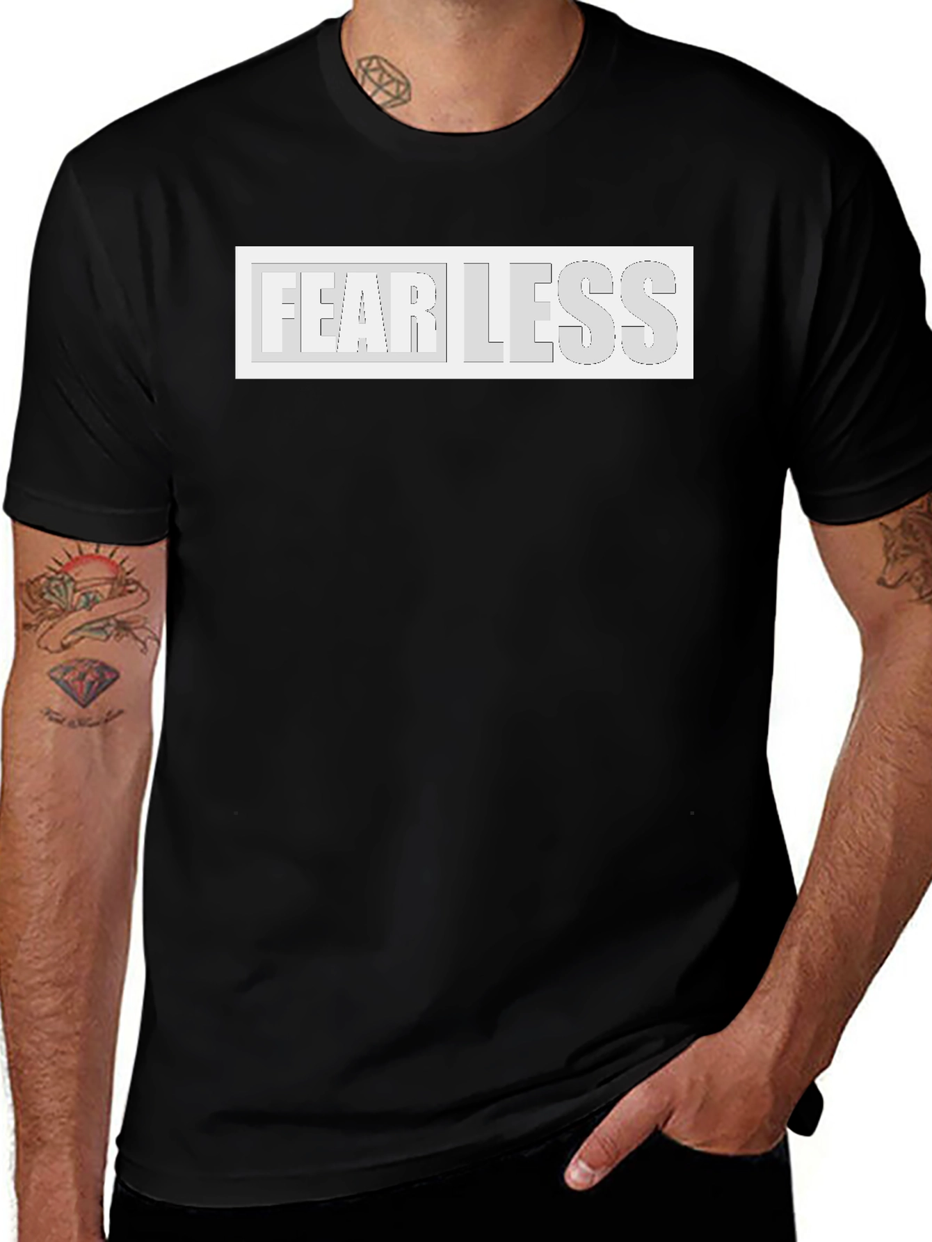 Variant 20 of Fearless Graphic Print Black T-Shirt