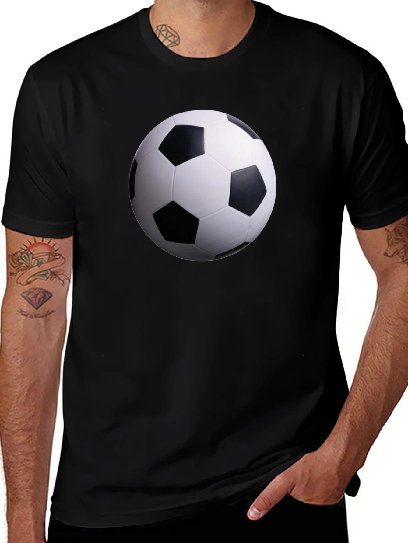 Variant 28 of Soccer Ball Graphic Black T-Shirt