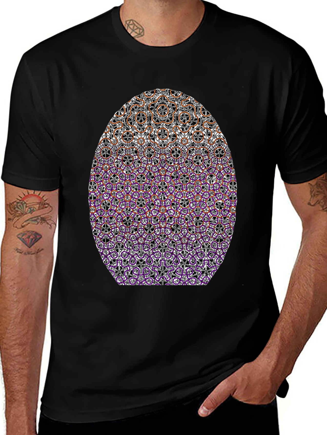 Variant 5 of Abstract Pattern Egg Graphic Tee - Black Crewneck