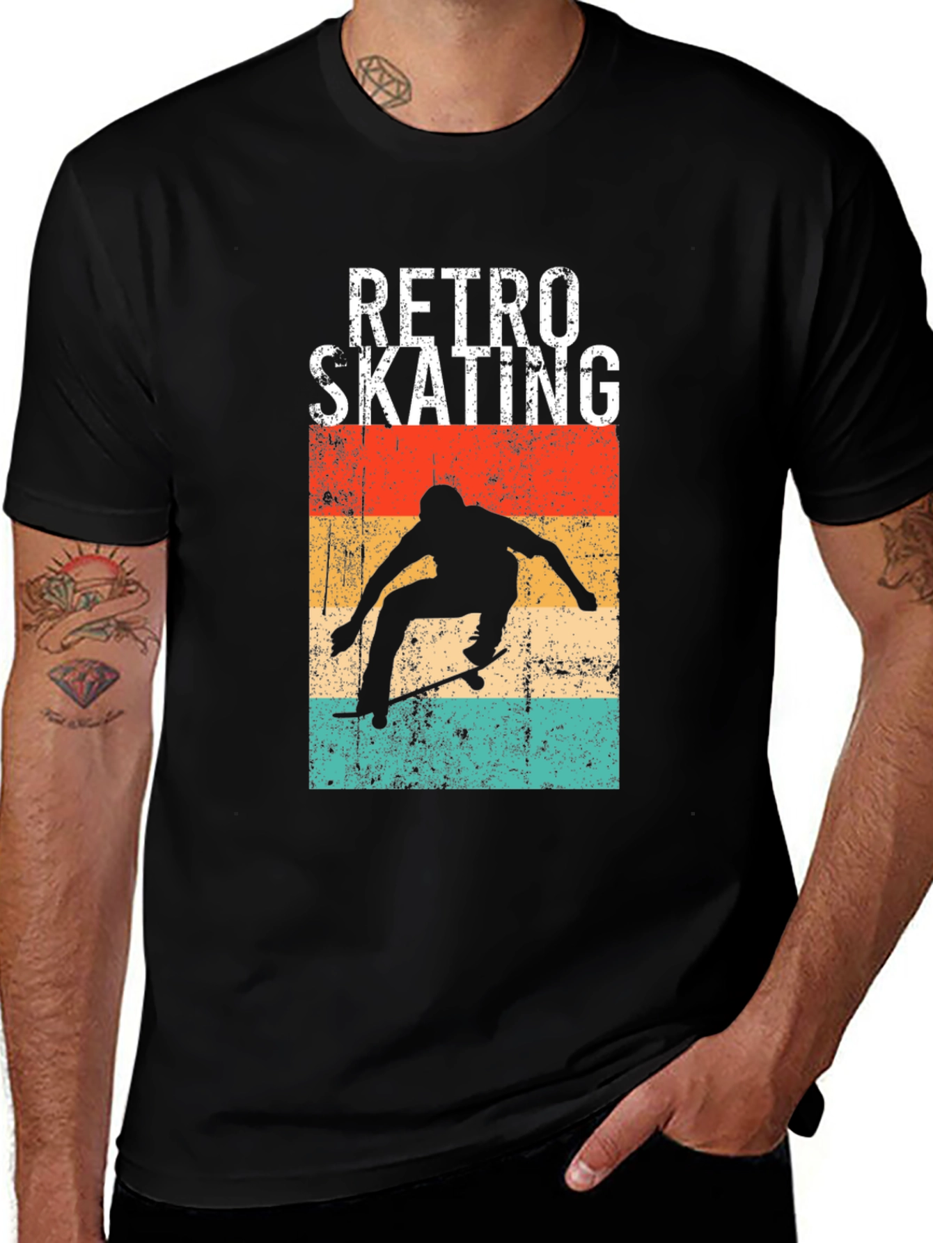 Variant 27 of Retro Skating Graphic Tee - Black Skateboarder T-Shirt