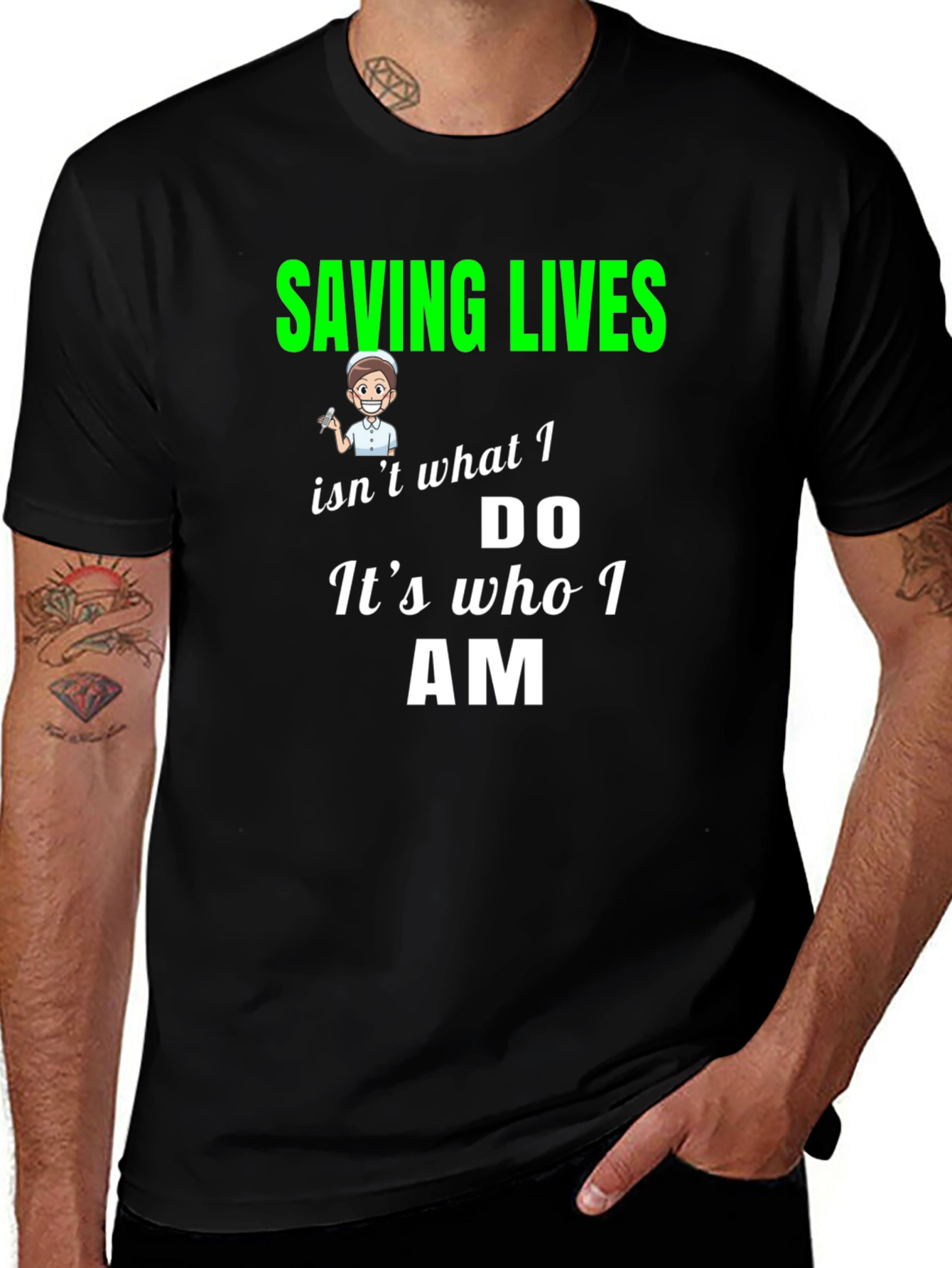 Saving Lives Nurse T-Shirt - Black