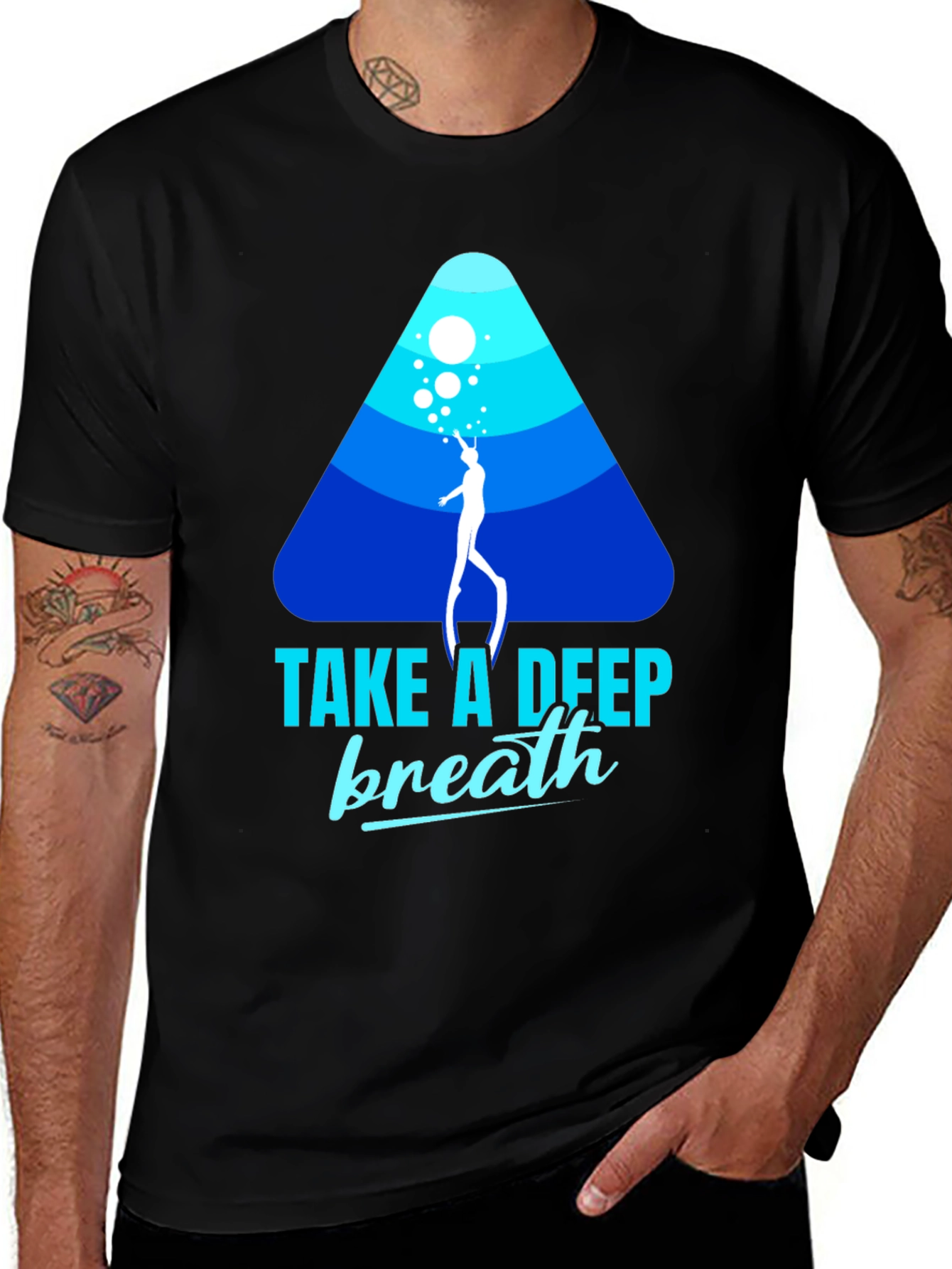 Variant 4 of Diver Graphic Black T-Shirt - Take a Deep Breath
