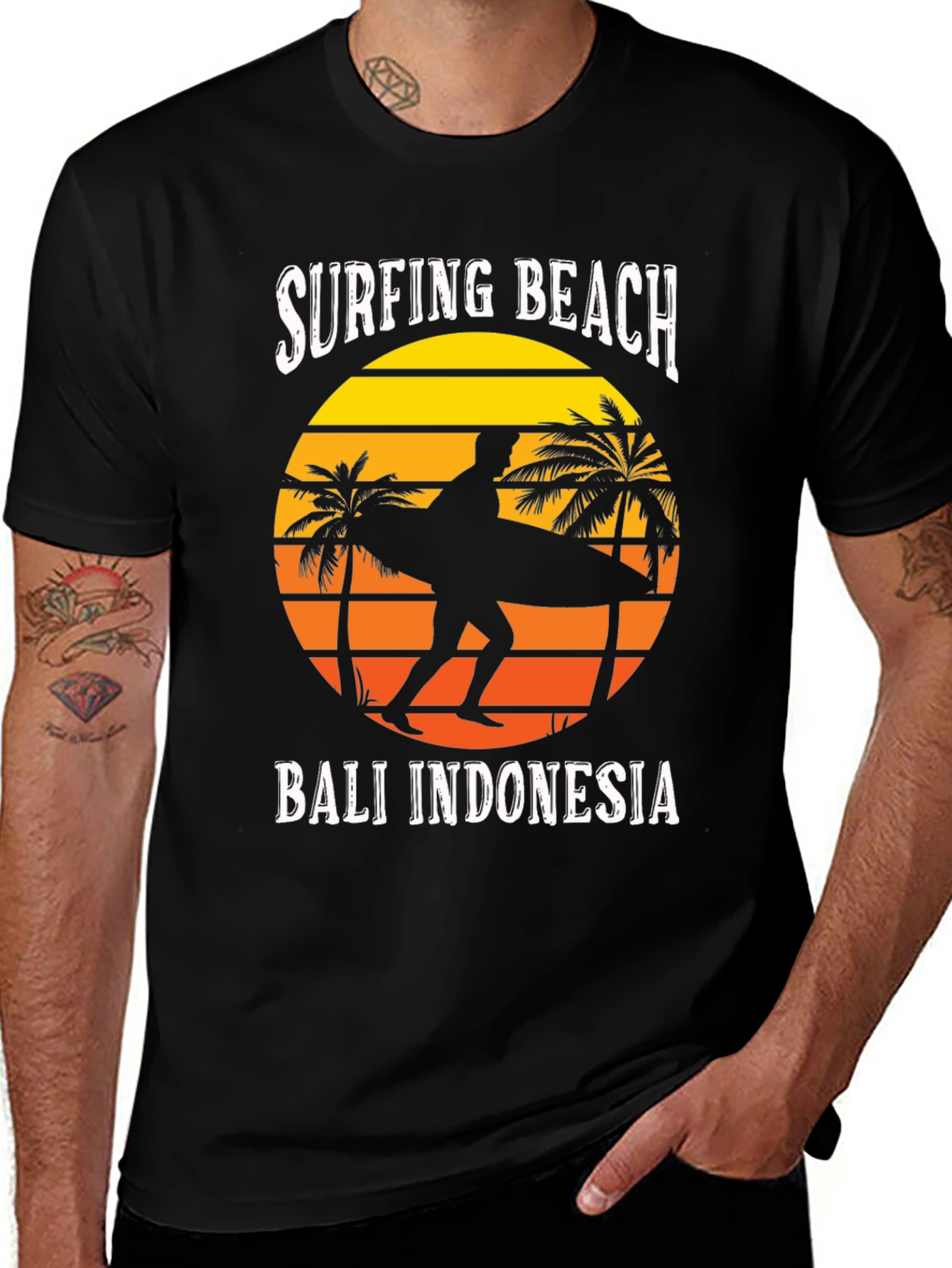 Surfing Beach Bali Indonesia Graphic Tee