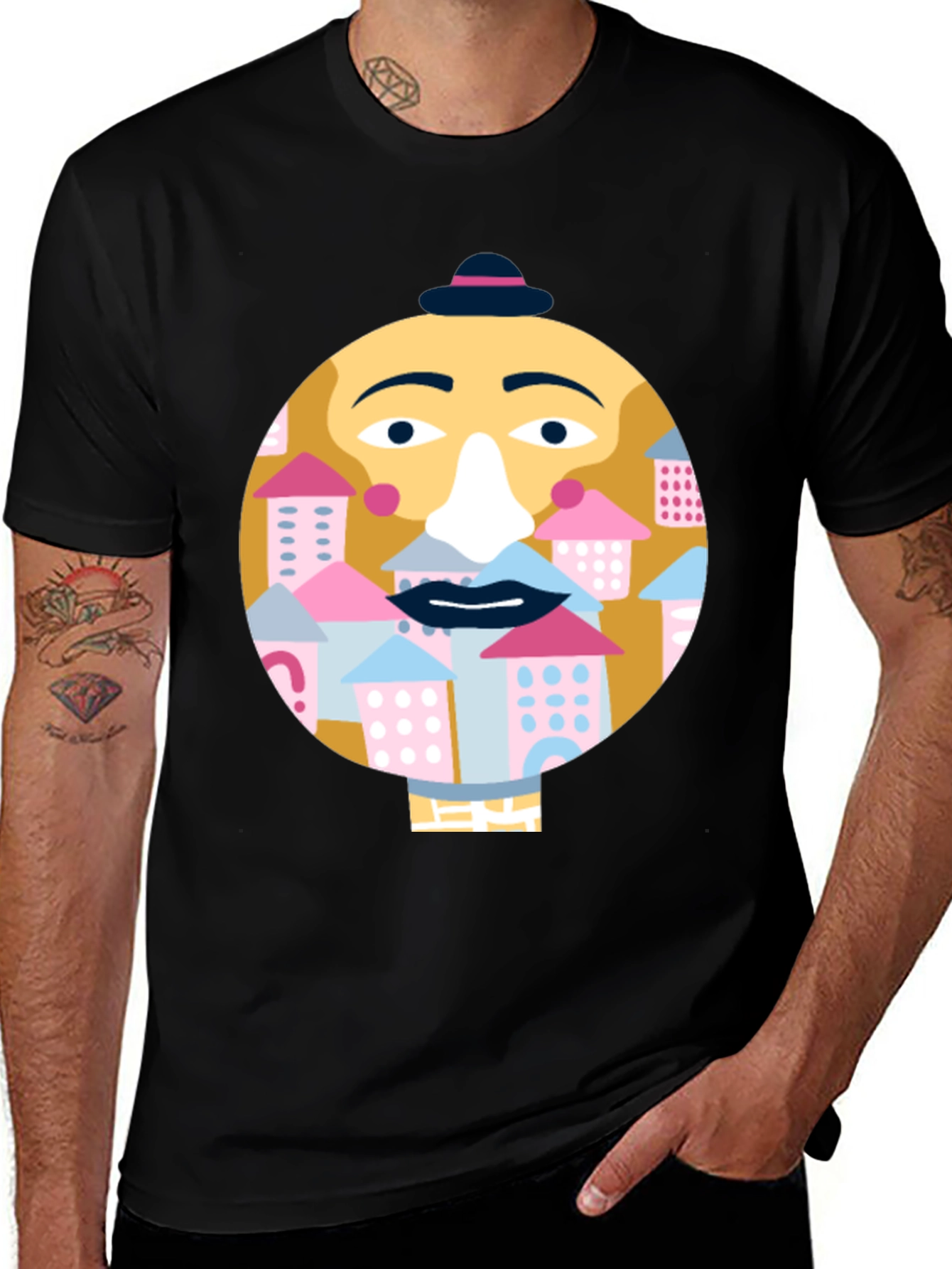 Variant 6 of Quirky Face Graphic T-Shirt - City Beard