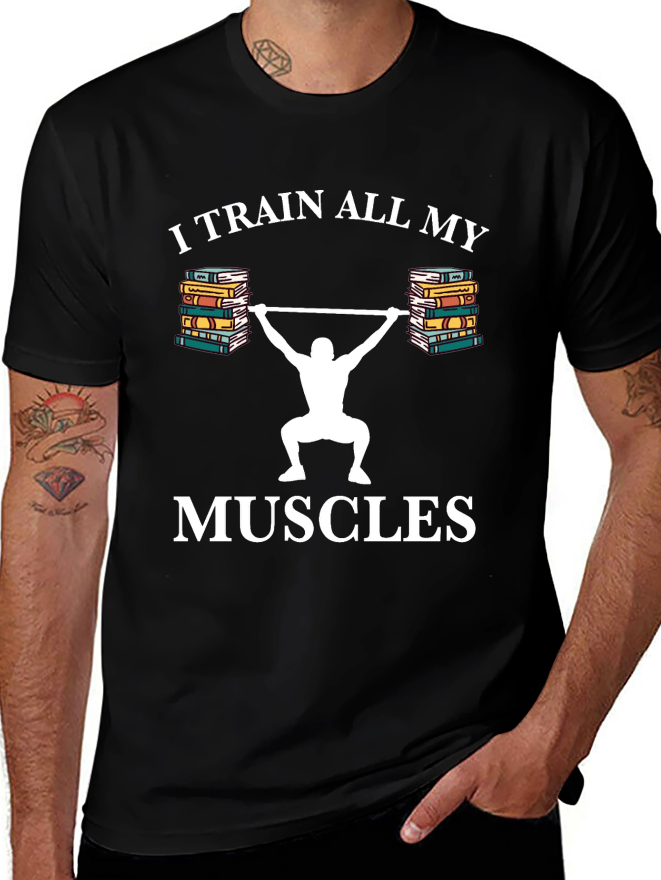 Variant 12 of I Train All My Muscles Black Graphic T-Shirt