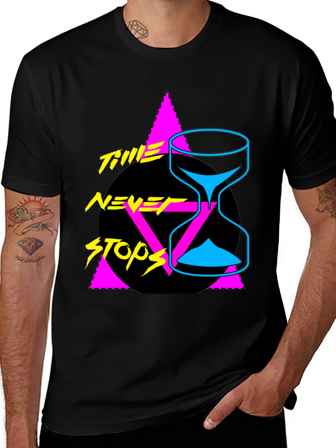 Variant 28 of Retro Time Never Stops Graphic Tee