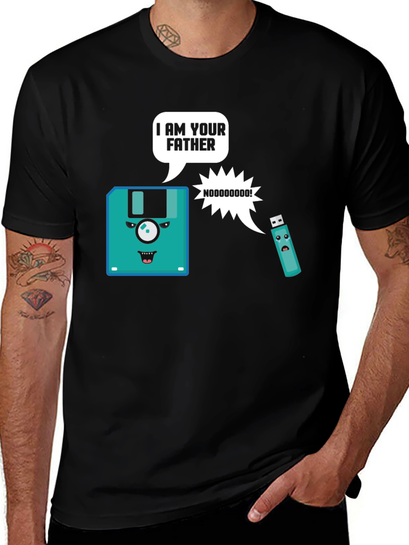 Black I Am Your Father Floppy Disk T-Shirt main image