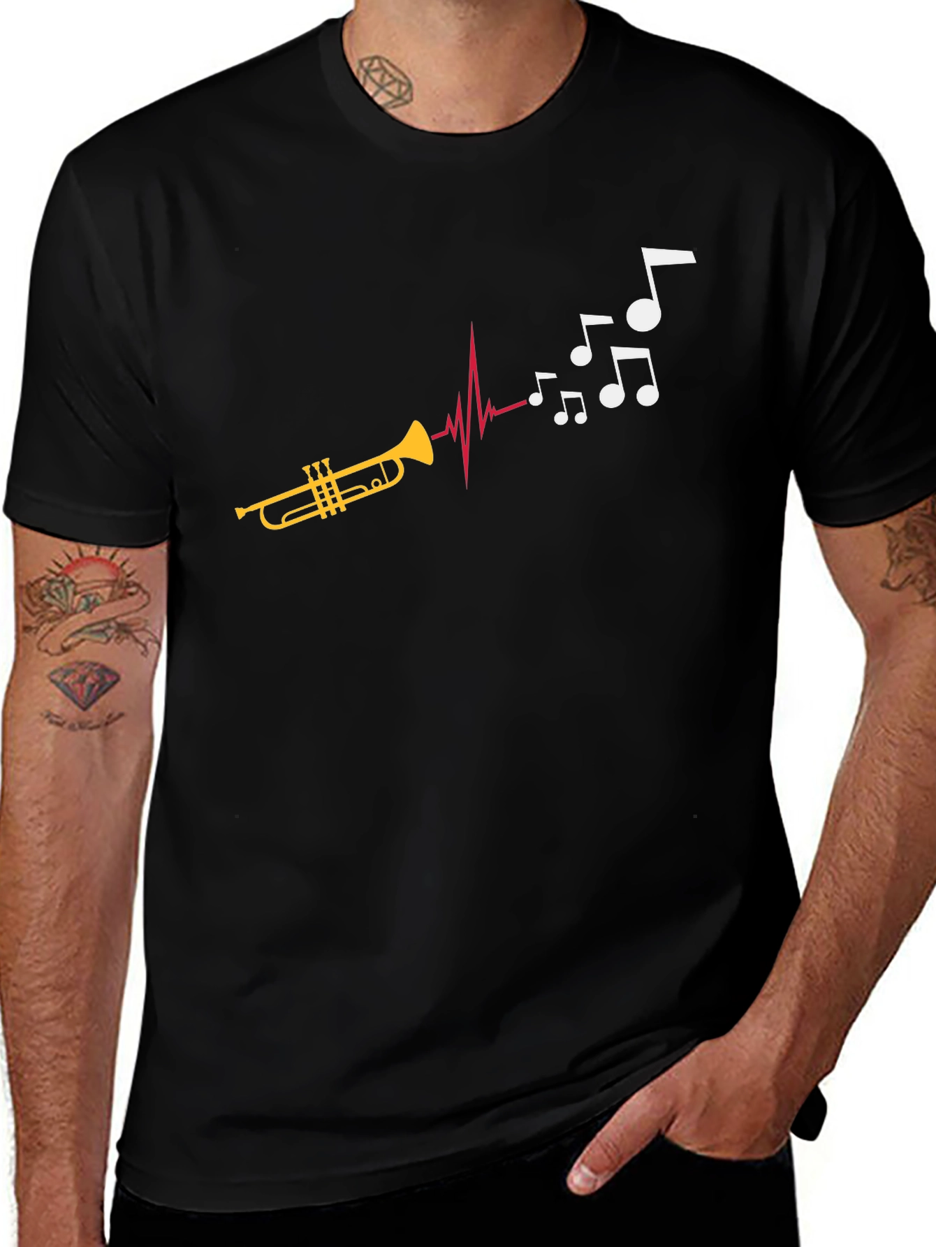 Variant 18 of Musical Trumpet T-Shirt: Rhythm Heartbeat