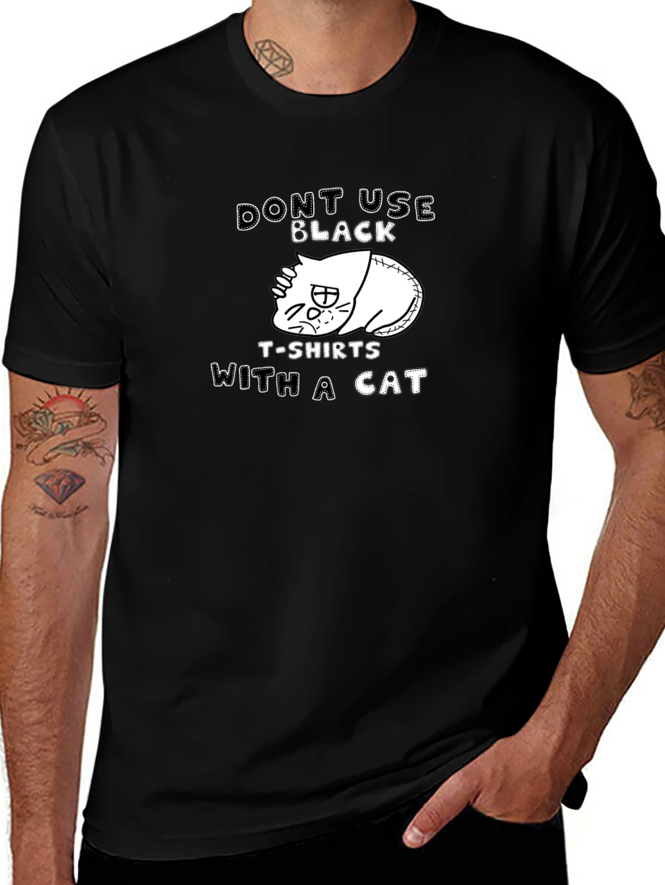 Variant 29 of Black Cat T-Shirt: Don't Use Black T-Shirts With A Cat