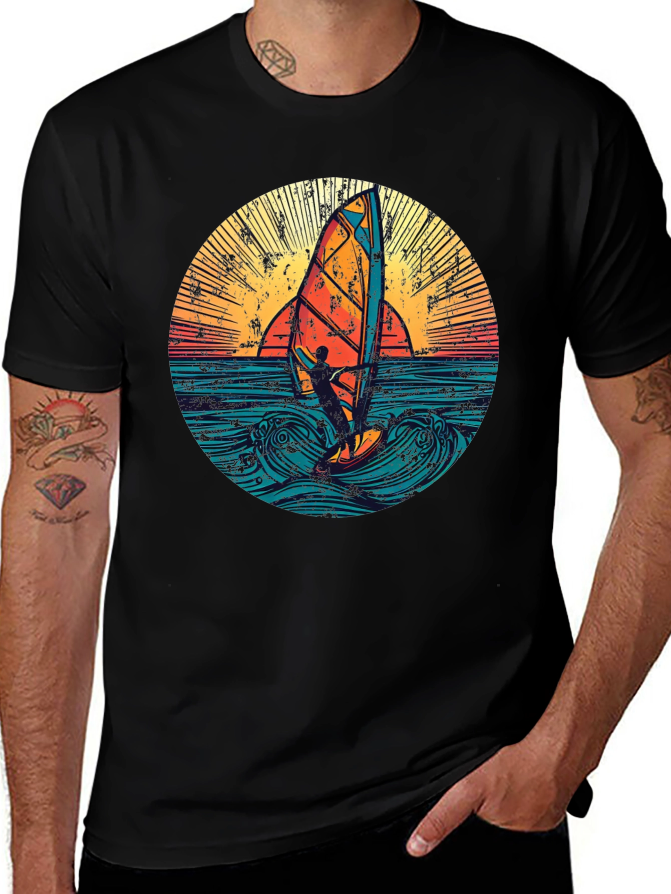 Variant 29 of Retro Windsurfer Graphic T-Shirt