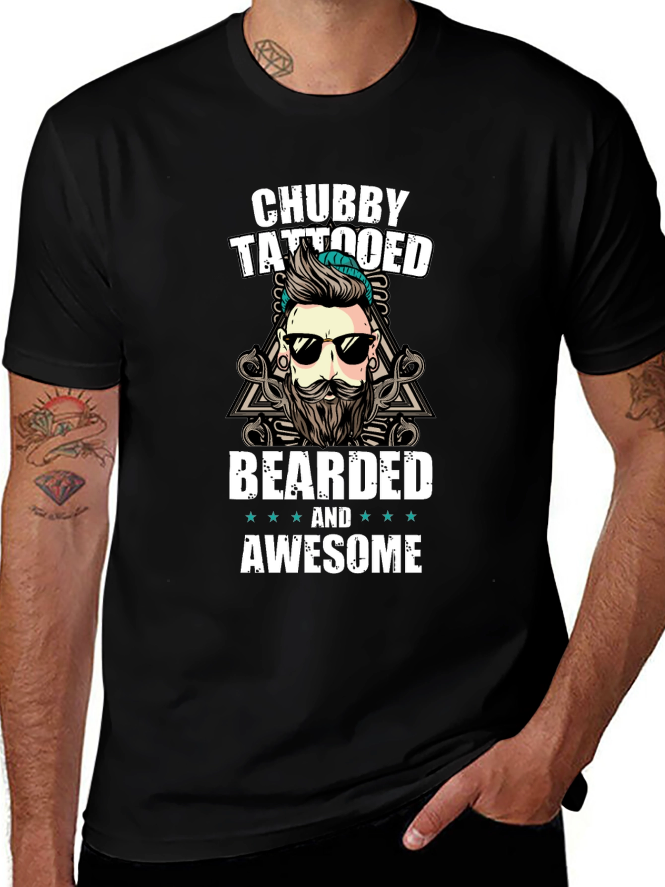 Variant 17 of Chubby Tattooed Bearded Awesome T-Shirt