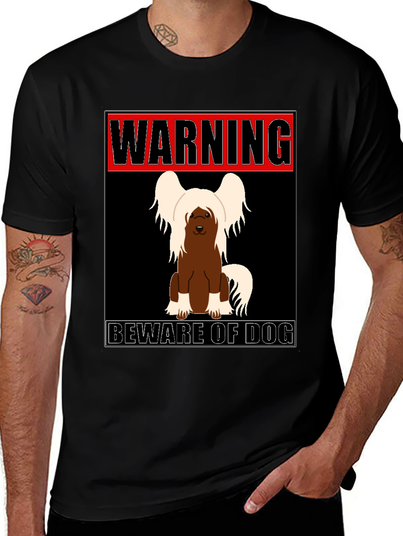 Black Warning Beware of Dog T-Shirt main image