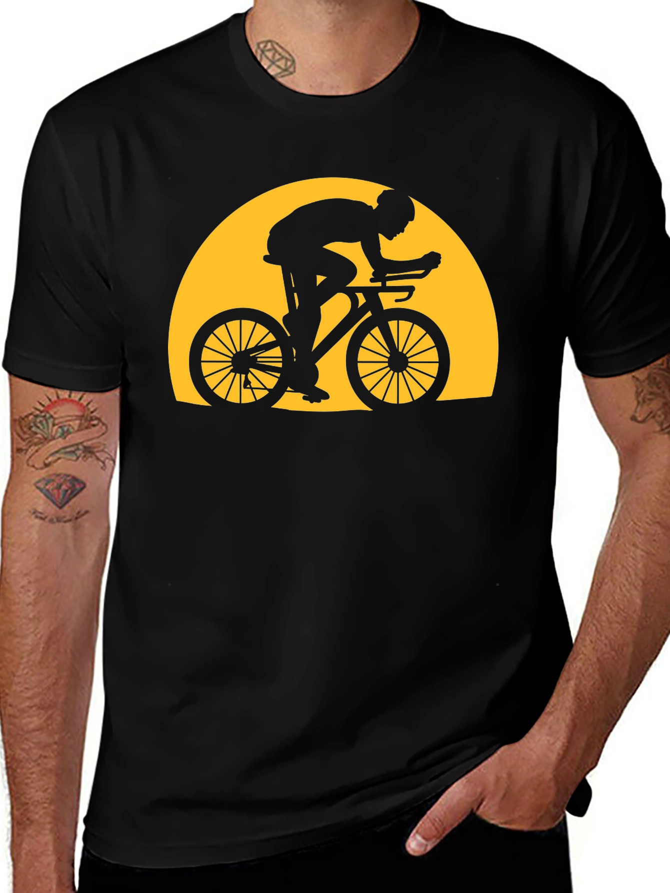 Variant 22 of Cycling Silhouette T-Shirt - Ride into the Sunset!
