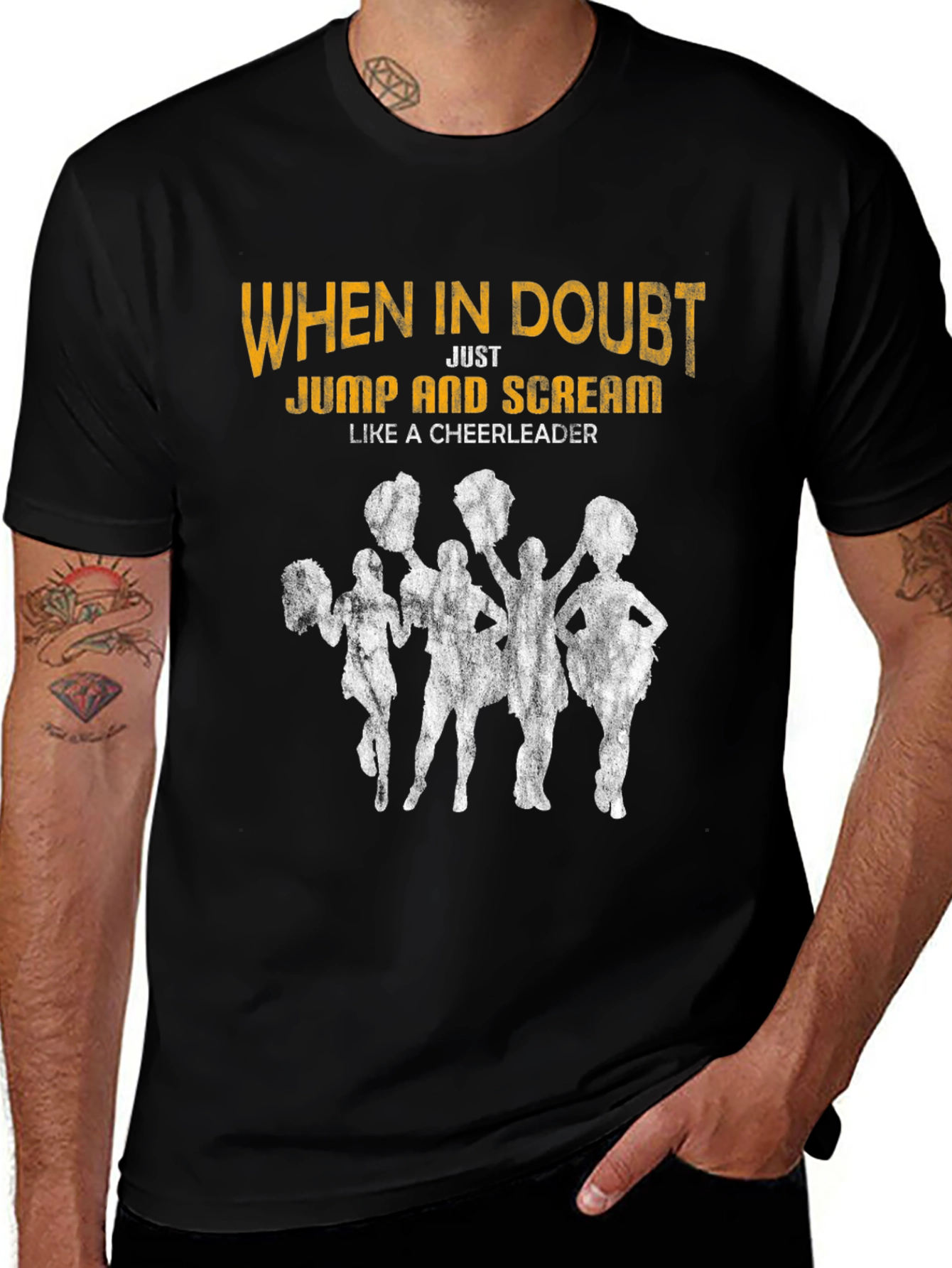 Variant 24 of Cheerleader Graphic T-Shirt - When in Doubt Jump & Scream