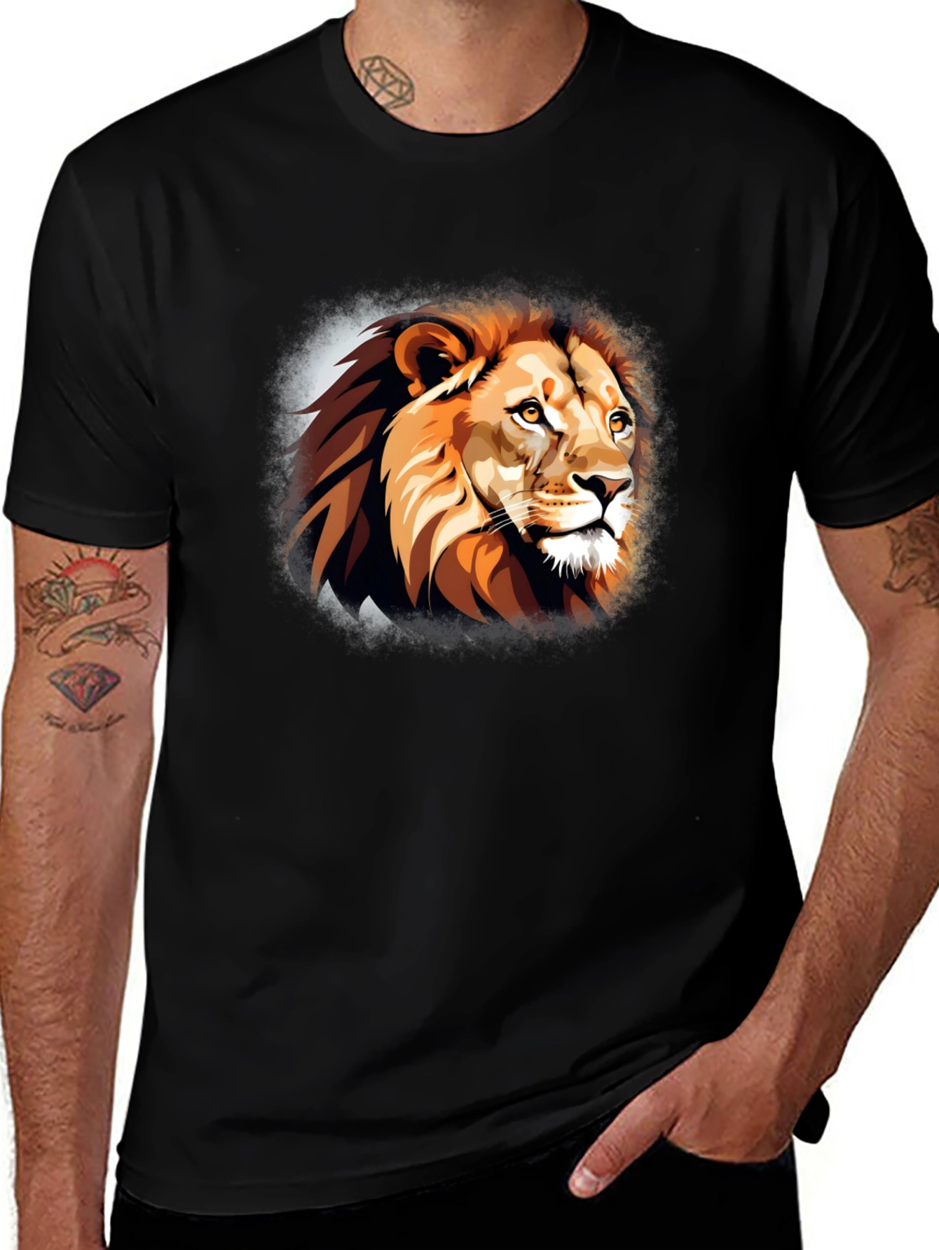 Variant 2 of Lion Head Graphic T-Shirt - Black
