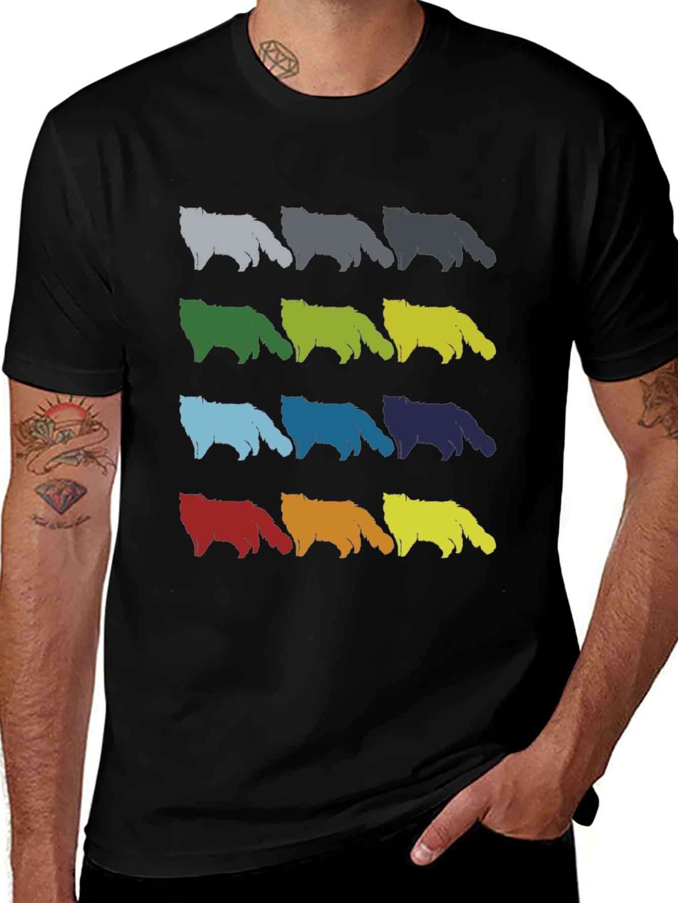 Variant 24 of Colorful Cat Silhouette Graphic Tee