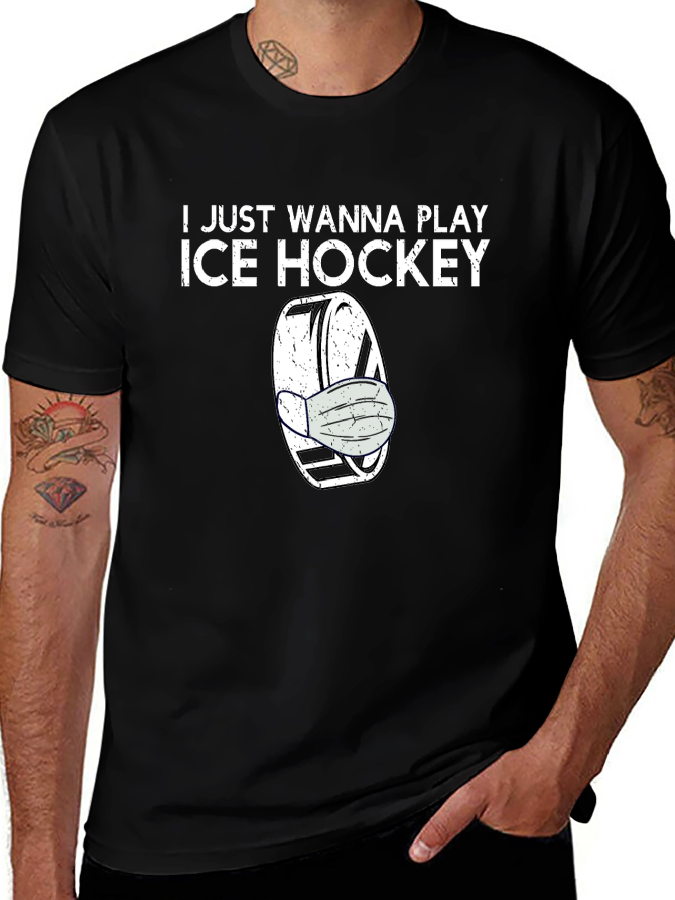 Variant 7 of Ice Hockey Player T-Shirt: Wanna Play Hockey