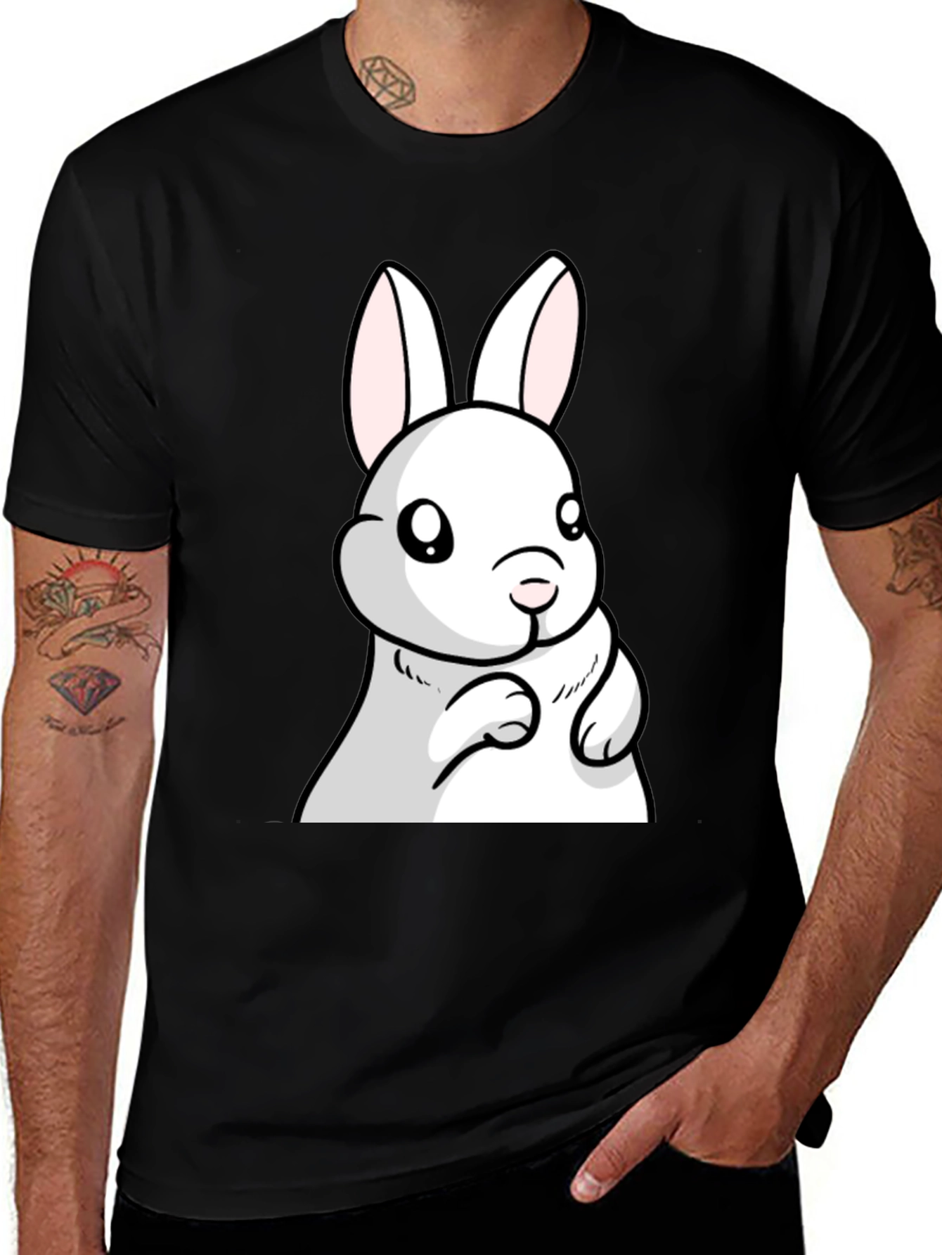 Variant 4 of Bunny Graphic Black T-Shirt
