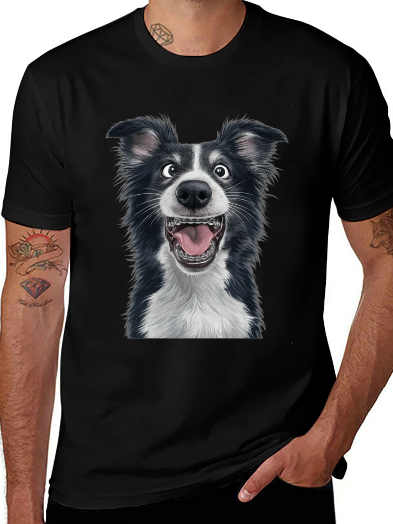 Black Funny Dog Graphic Tee - Black Cotton Blend T-Shirt main image