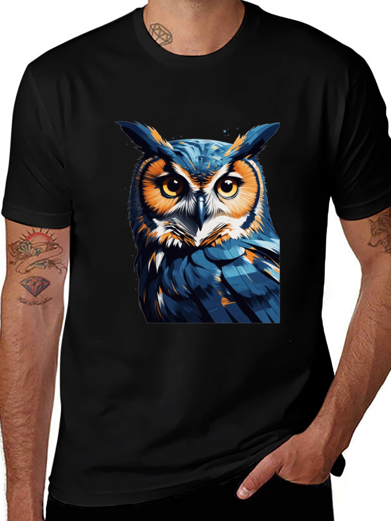 Variant 18 of Cool Owl Graphic Tee - Black T-Shirt