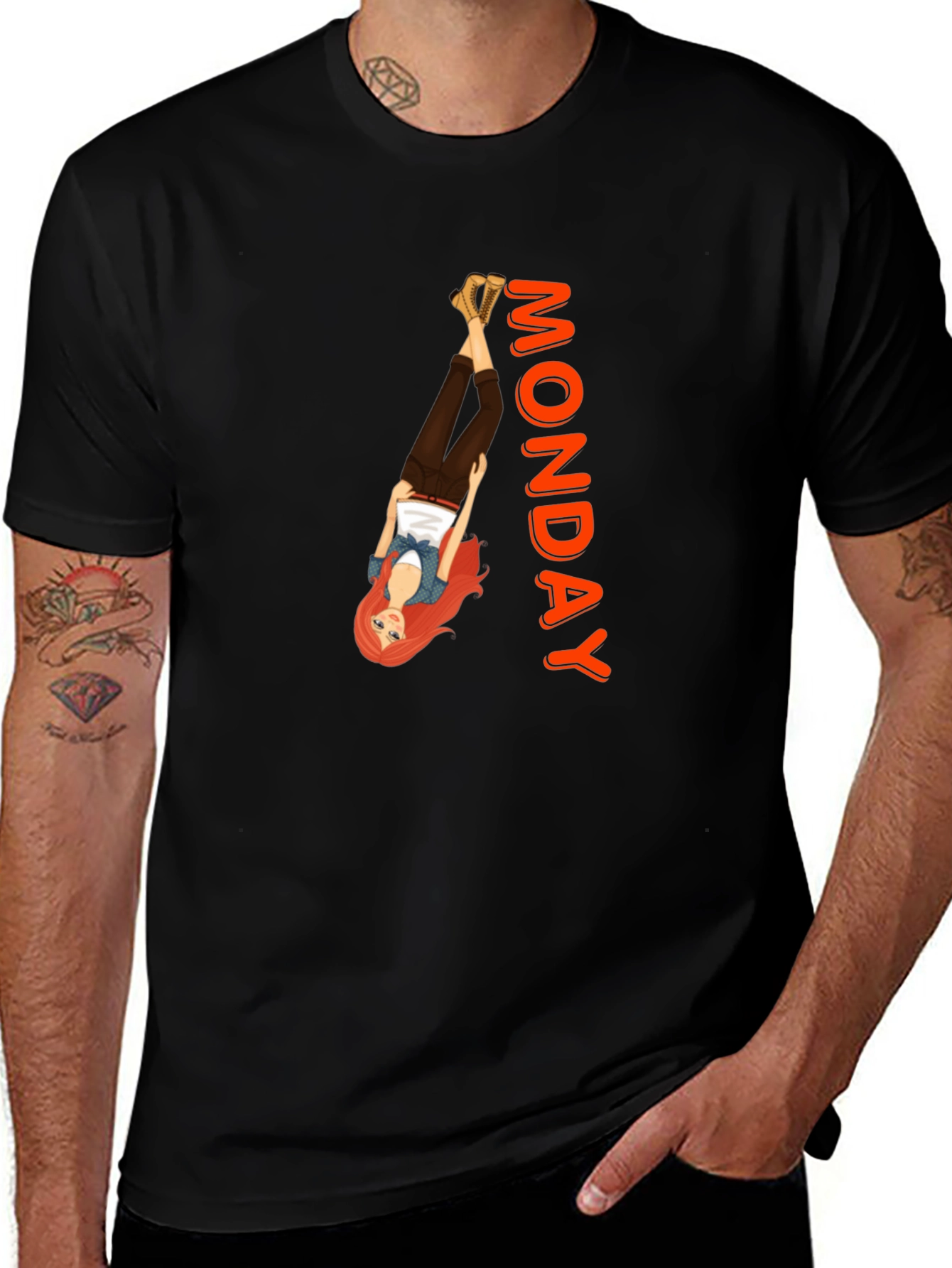 Variant 8 of Monday Mood T-Shirt: Upside Down Girl Graphic Tee