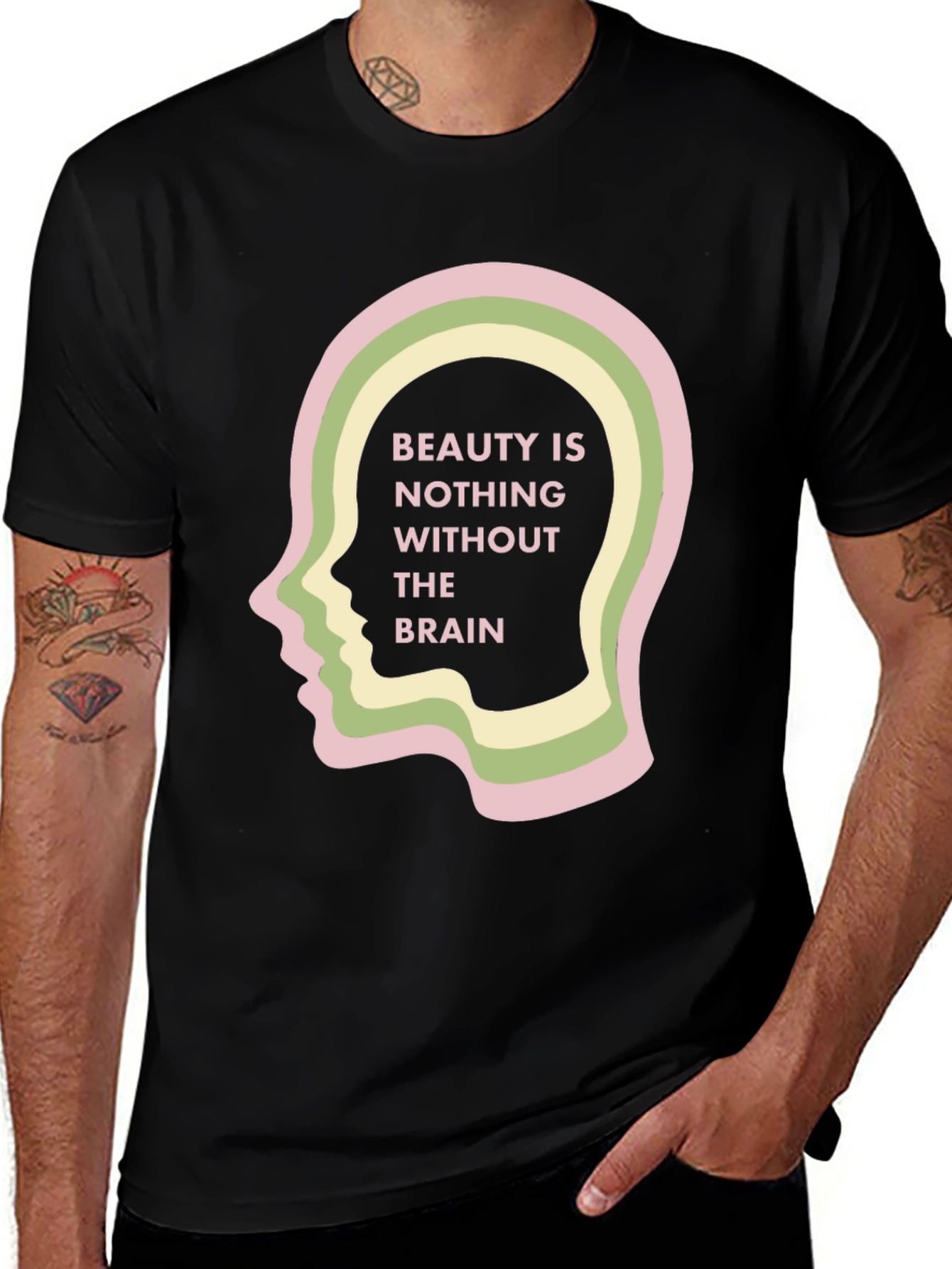 Variant 8 of Beauty and Brains Black Graphic Tee