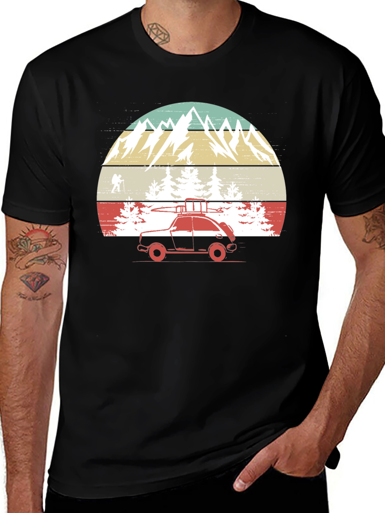 Variant 5 of Retro Adventure T-Shirt - Mountain Car Design