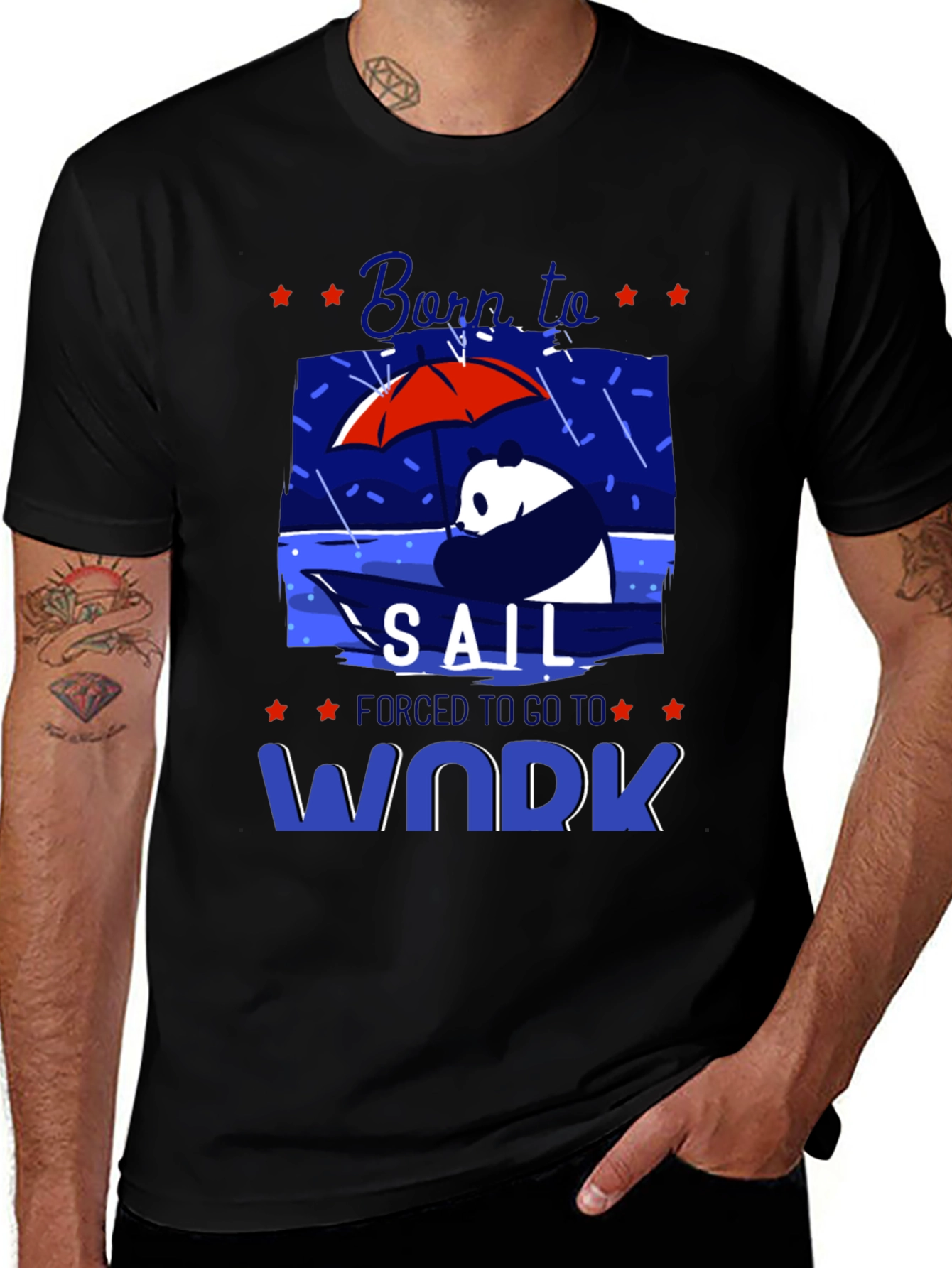 Variant 7 of Born to Sail T-Shirt, Panda Graphic Tee