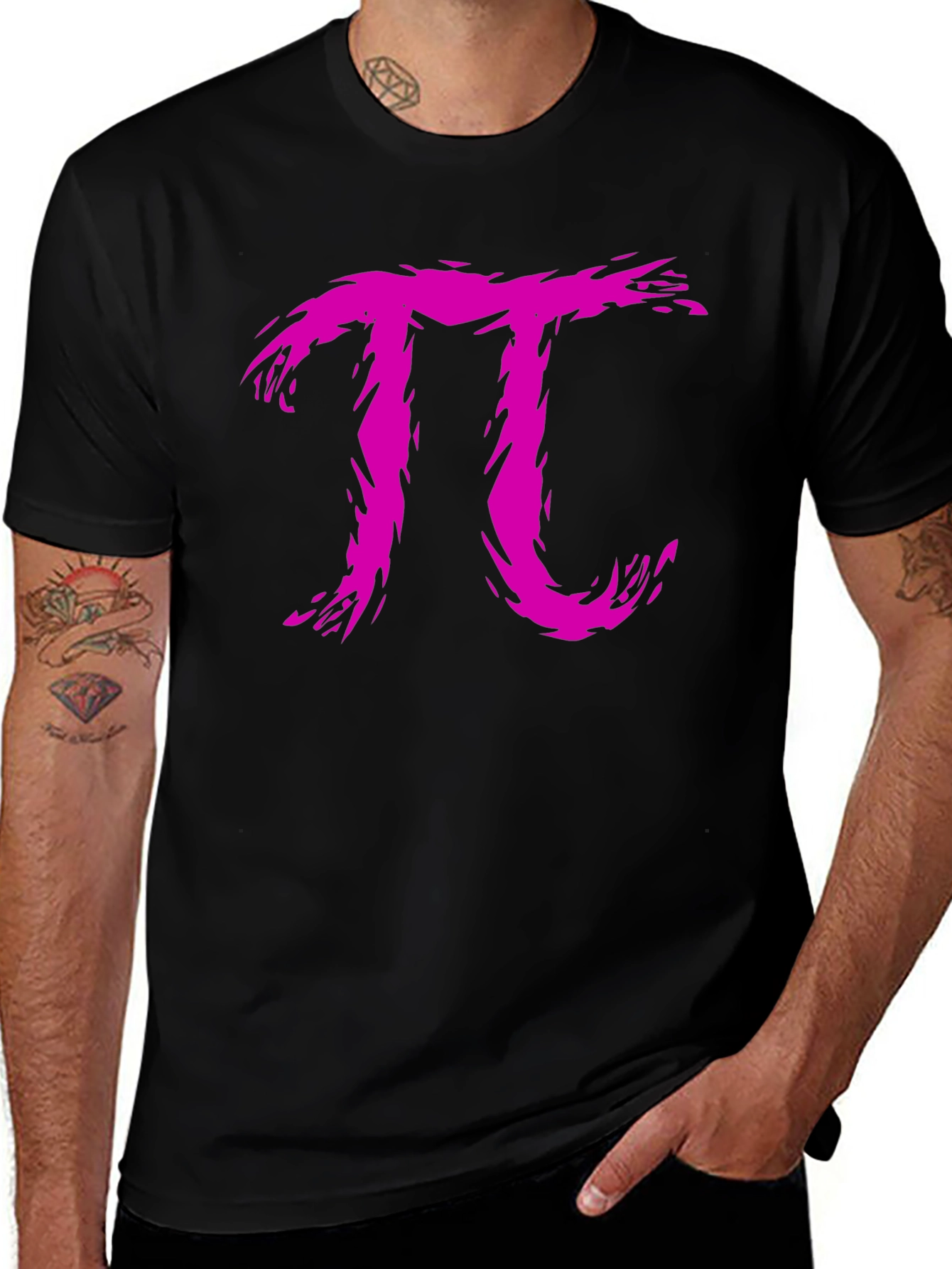 Pi Symbol Graphic Tee - Black Casual T-Shirt