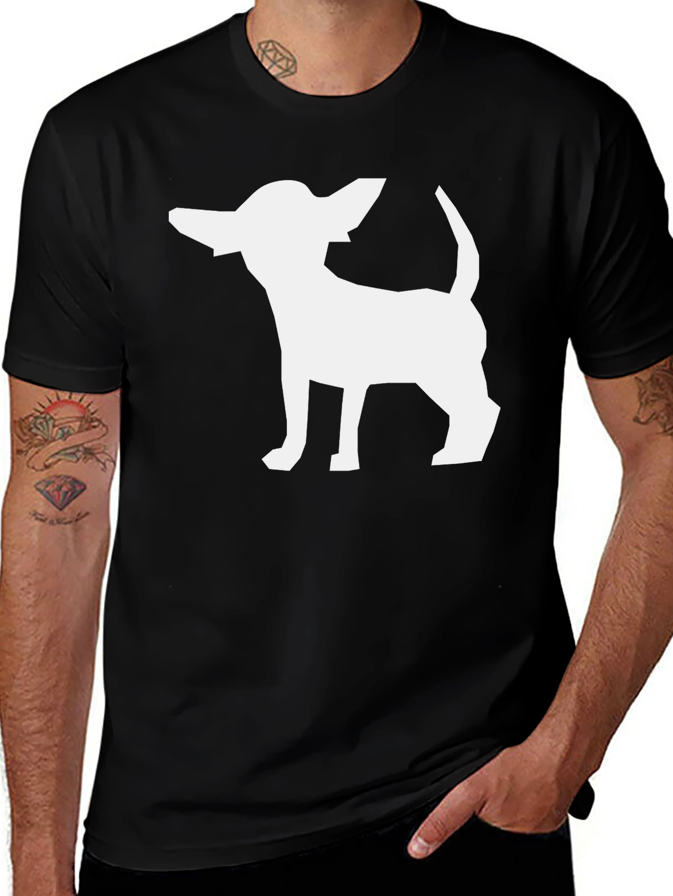 Chihuahua Graphic Tee - Black Cotton T-Shirt