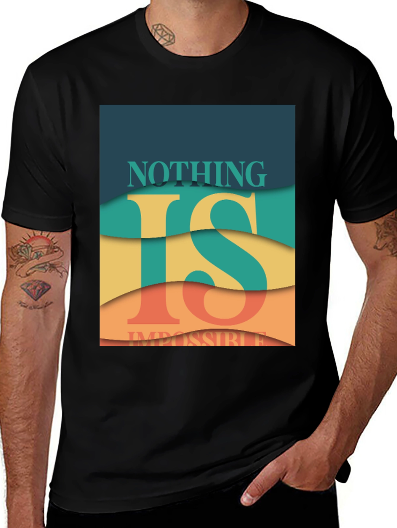 Black Nothing is Impossible Graphic T-Shirt main image