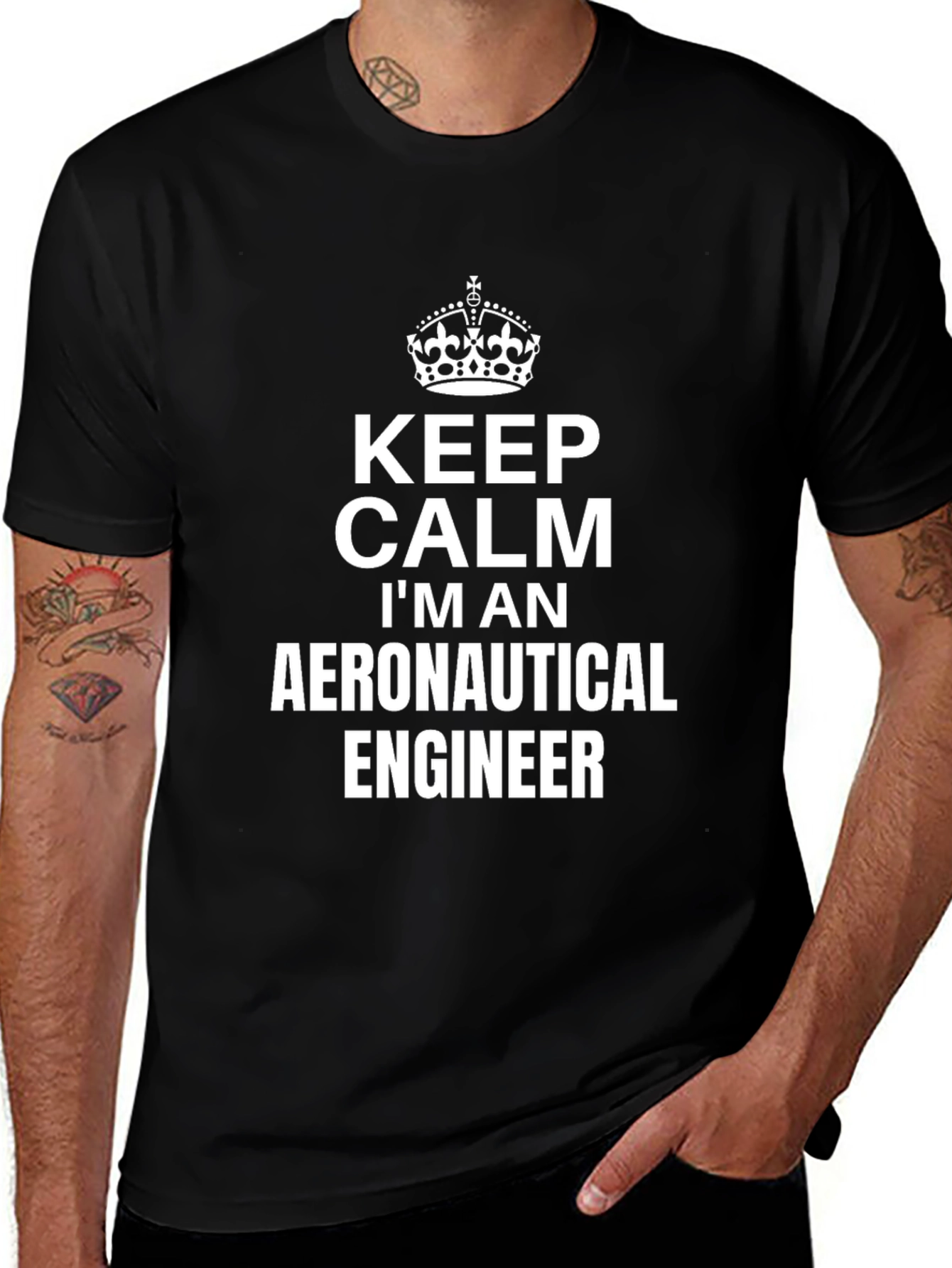 Variant 16 of Keep Calm Aeronautical Engineer T-Shirt - Black Cotton