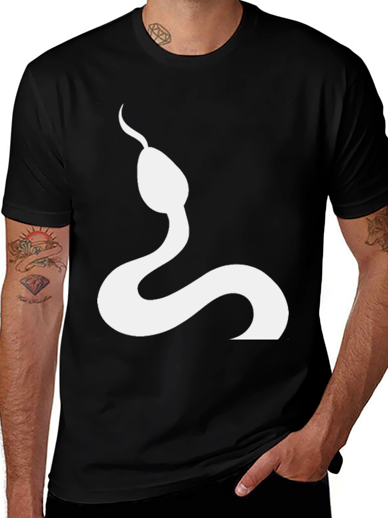 Variant 9 of Snake Graphic Tee - Stylish Men's Black T-Shirt
