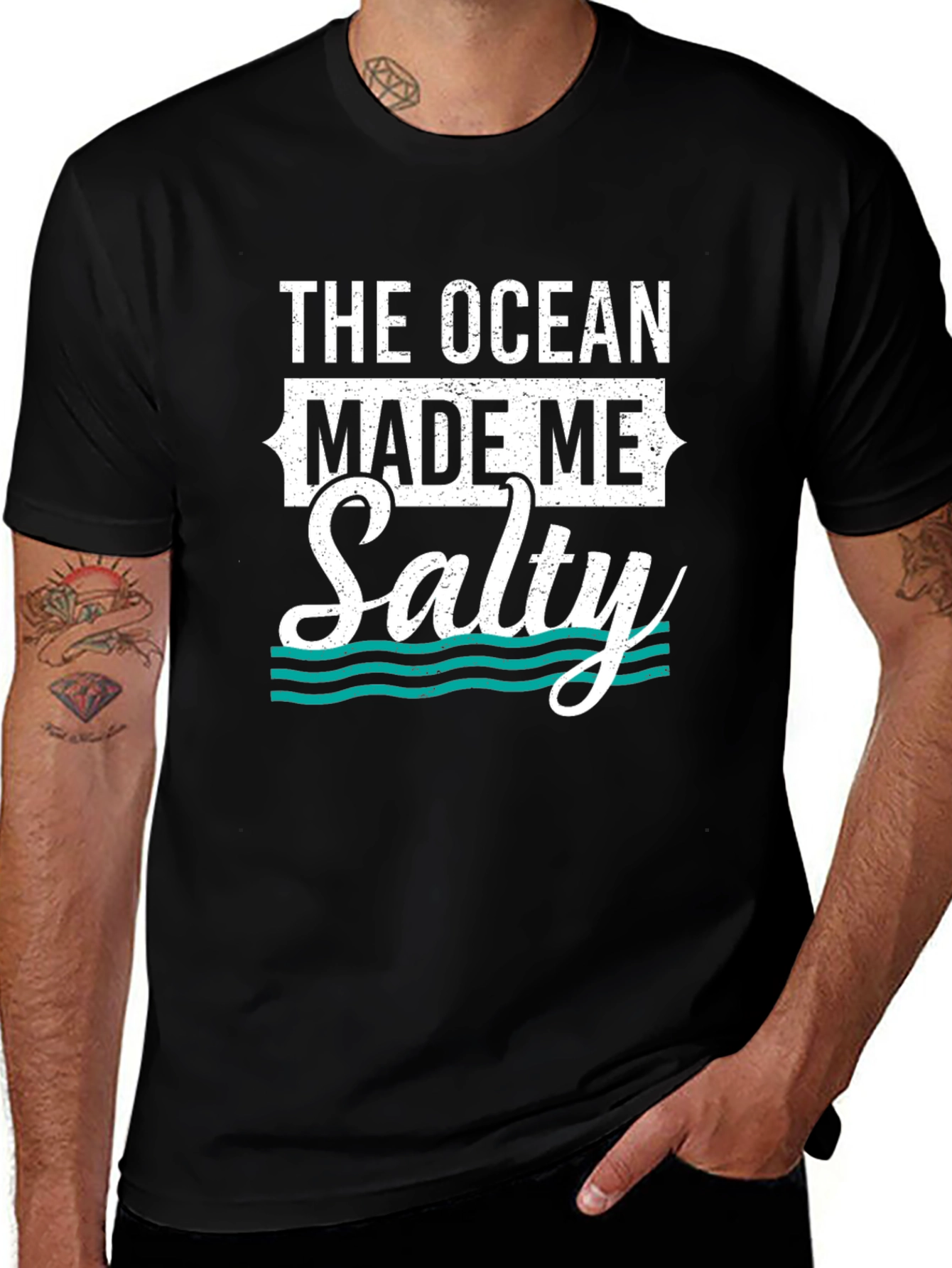 Black The Ocean Made Me Salty Graphic Tee main image