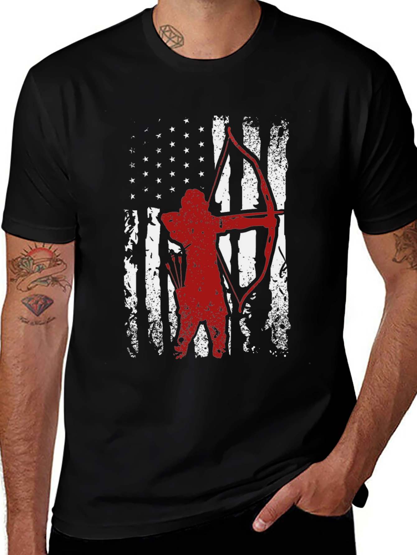 Black American Flag Archer Graphic Tee main image