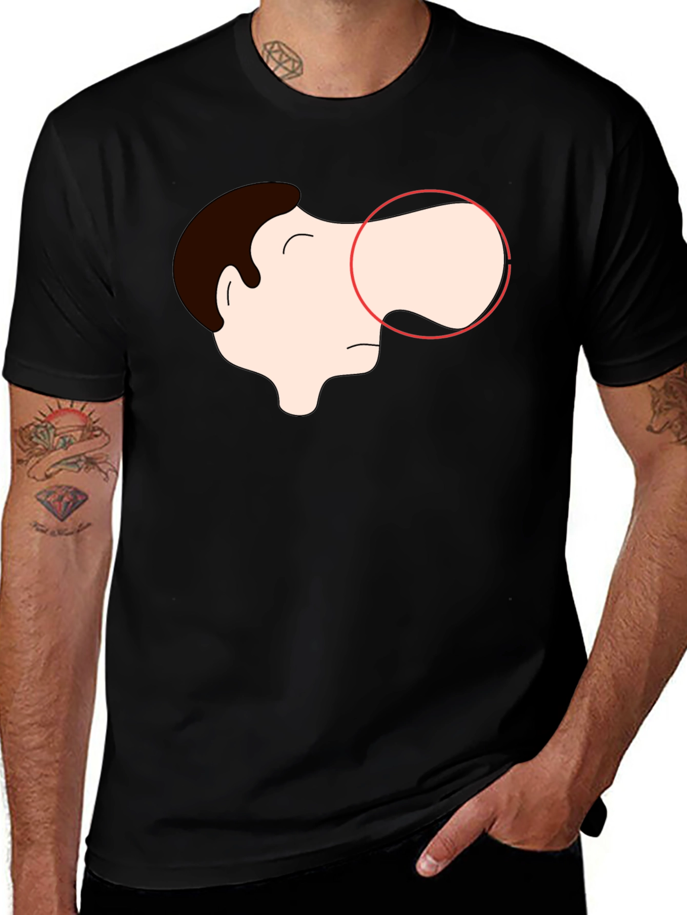 Variant 8 of Cartoon Face Graphic Tee - Black