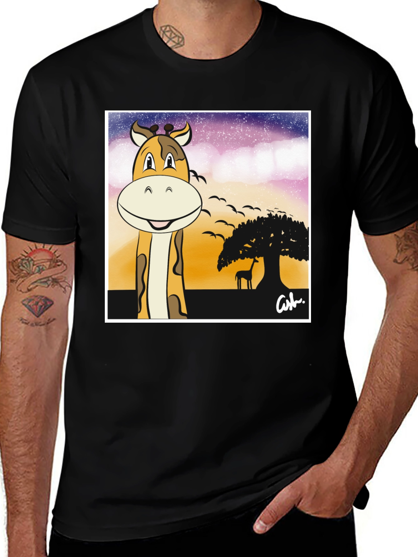 Variant 8 of Giraffe Safari T-Shirt - Cartoon Design