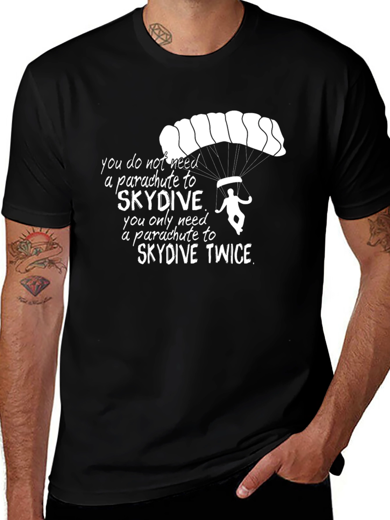 Variant 25 of Skydiving Twice Graphic Tee -  Need a Parachute?