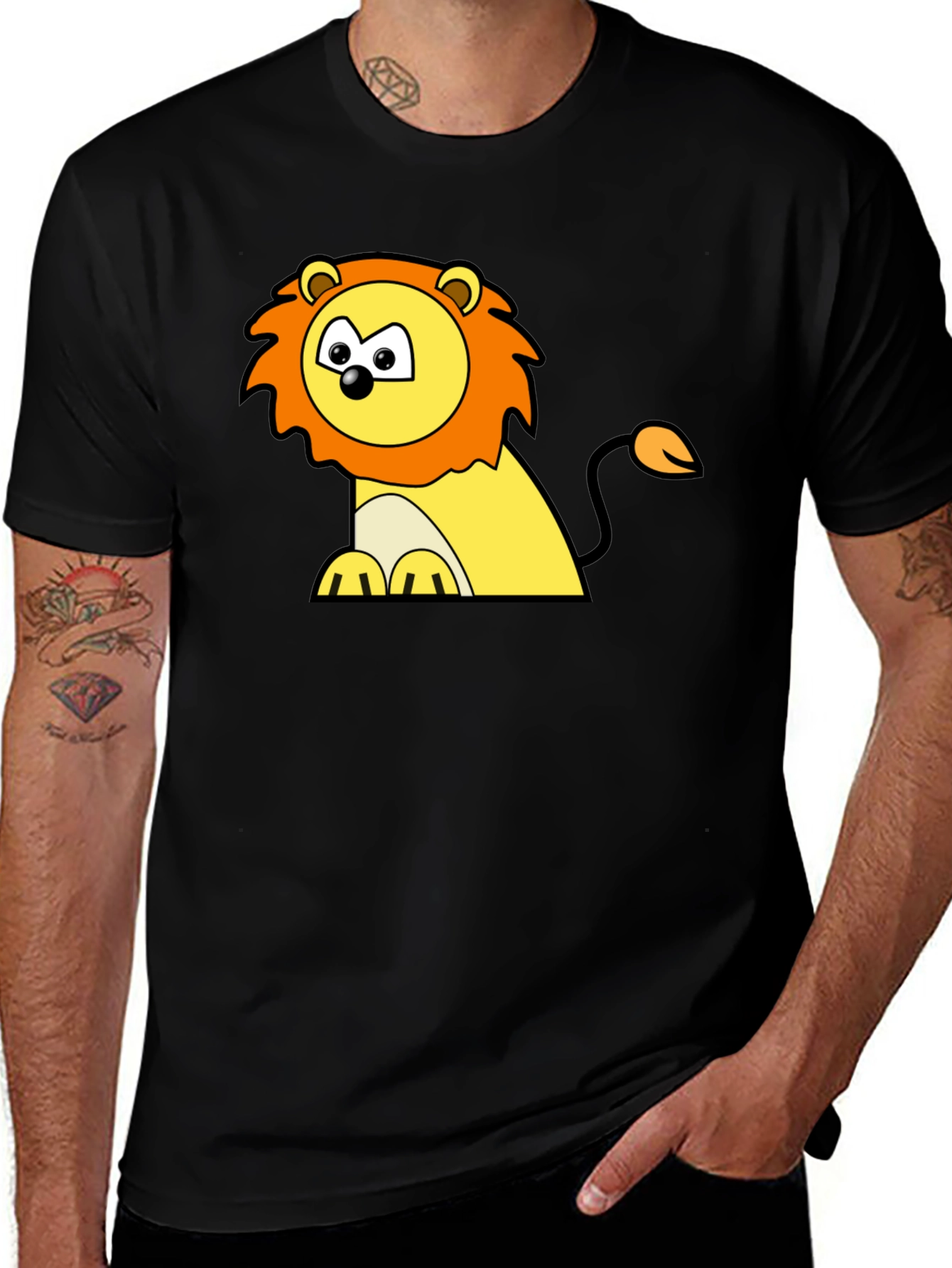Variant 15 of Cartoon Lion Graphic Tee - Black T-Shirt