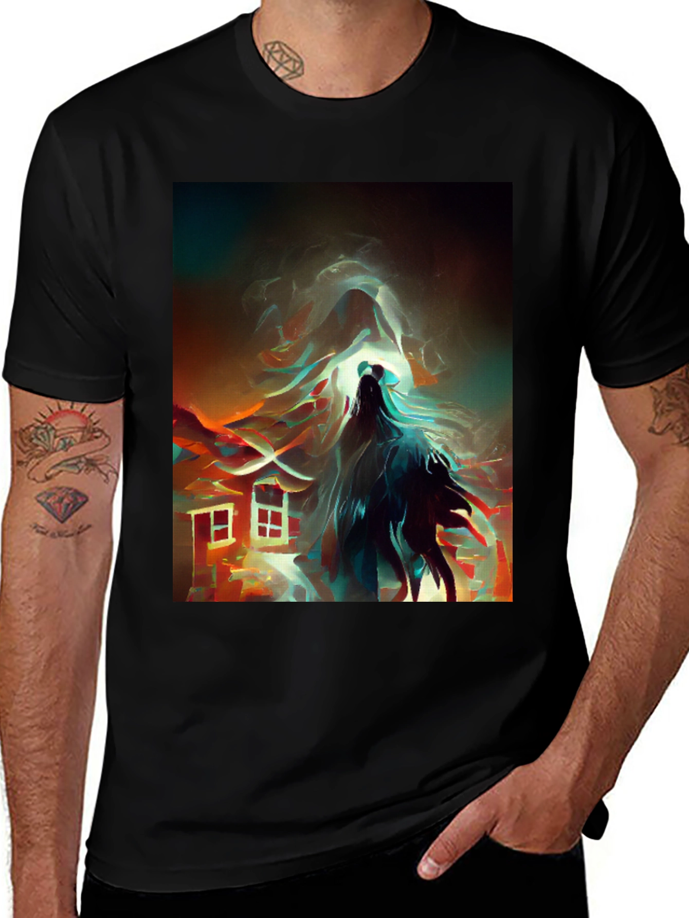 Variant 18 of Surreal House Graphic Tee - Modern Art Shirt