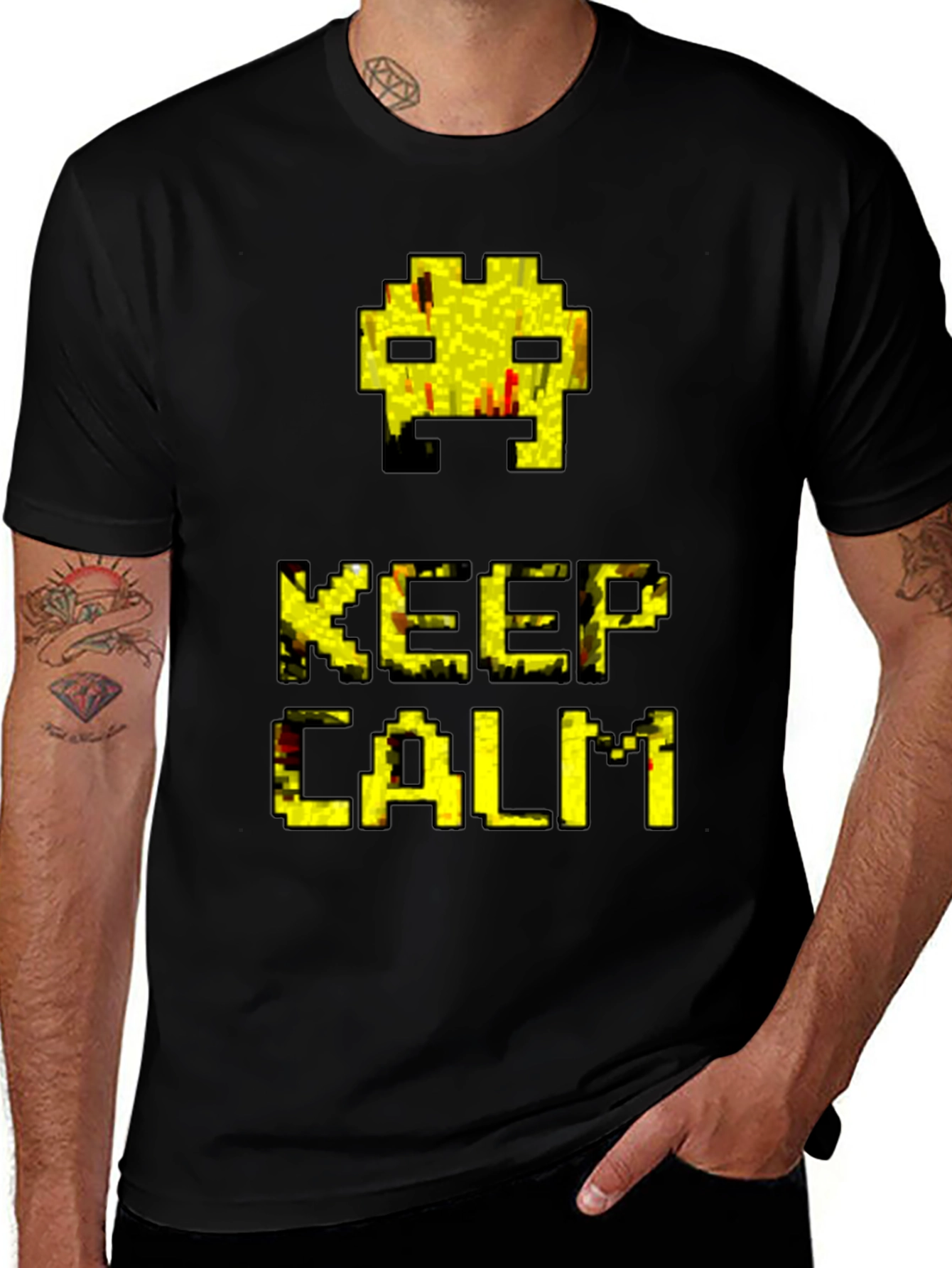 Variant 23 of Keep Calm Video Game Pixel Art Black T-Shirt