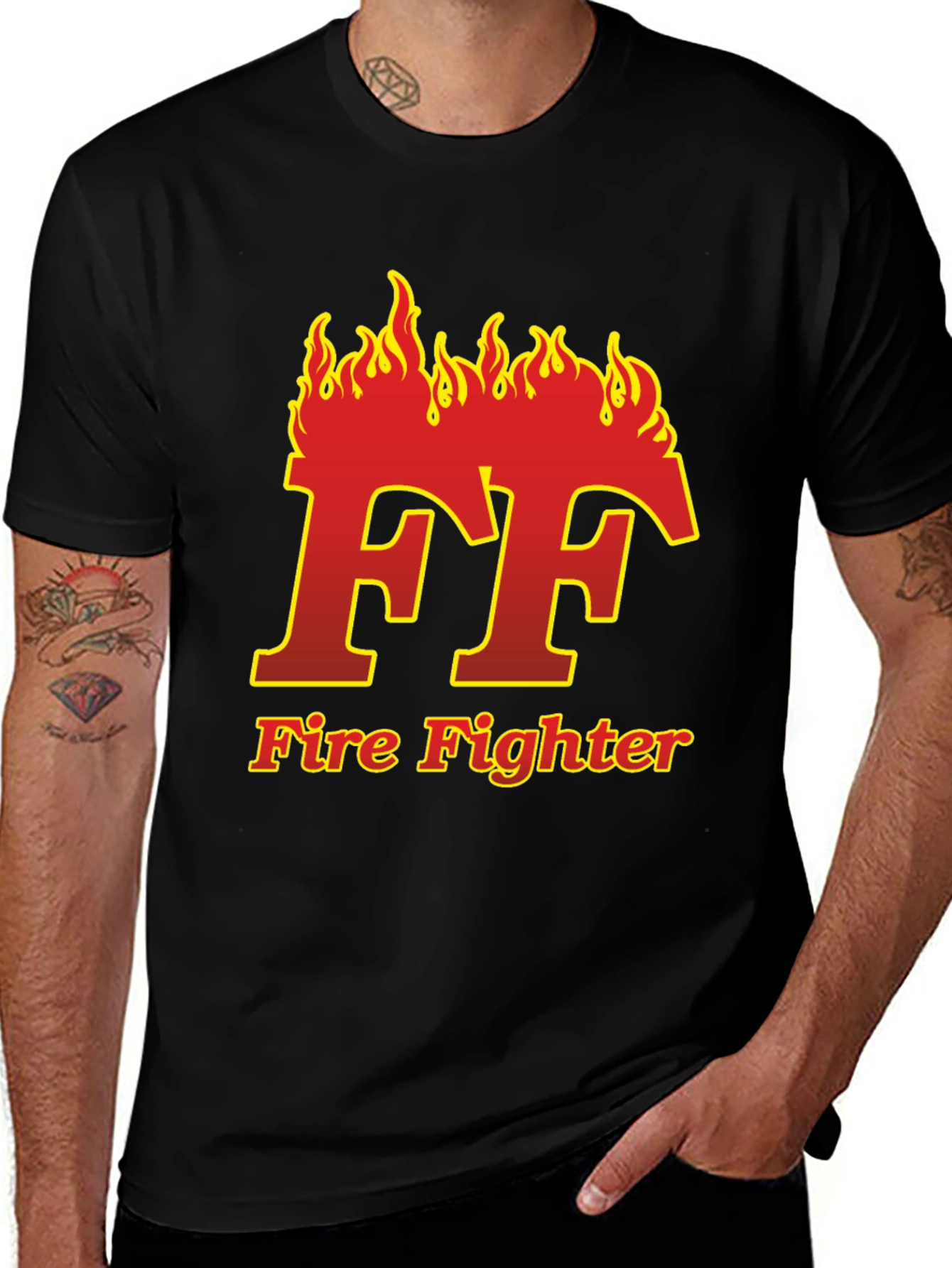 Variant 22 of Firefighter Flame Logo Black T-Shirt
