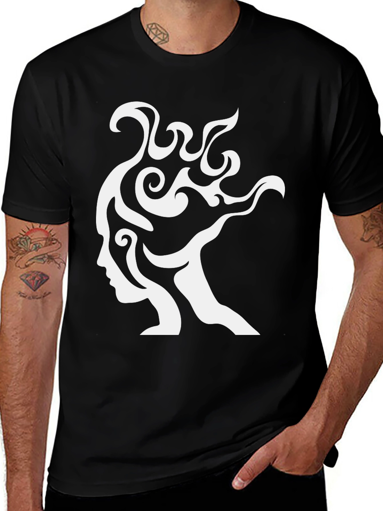 Variant 14 of Abstract Silhouette Graphic Tee - Modern Black T-Shirt
