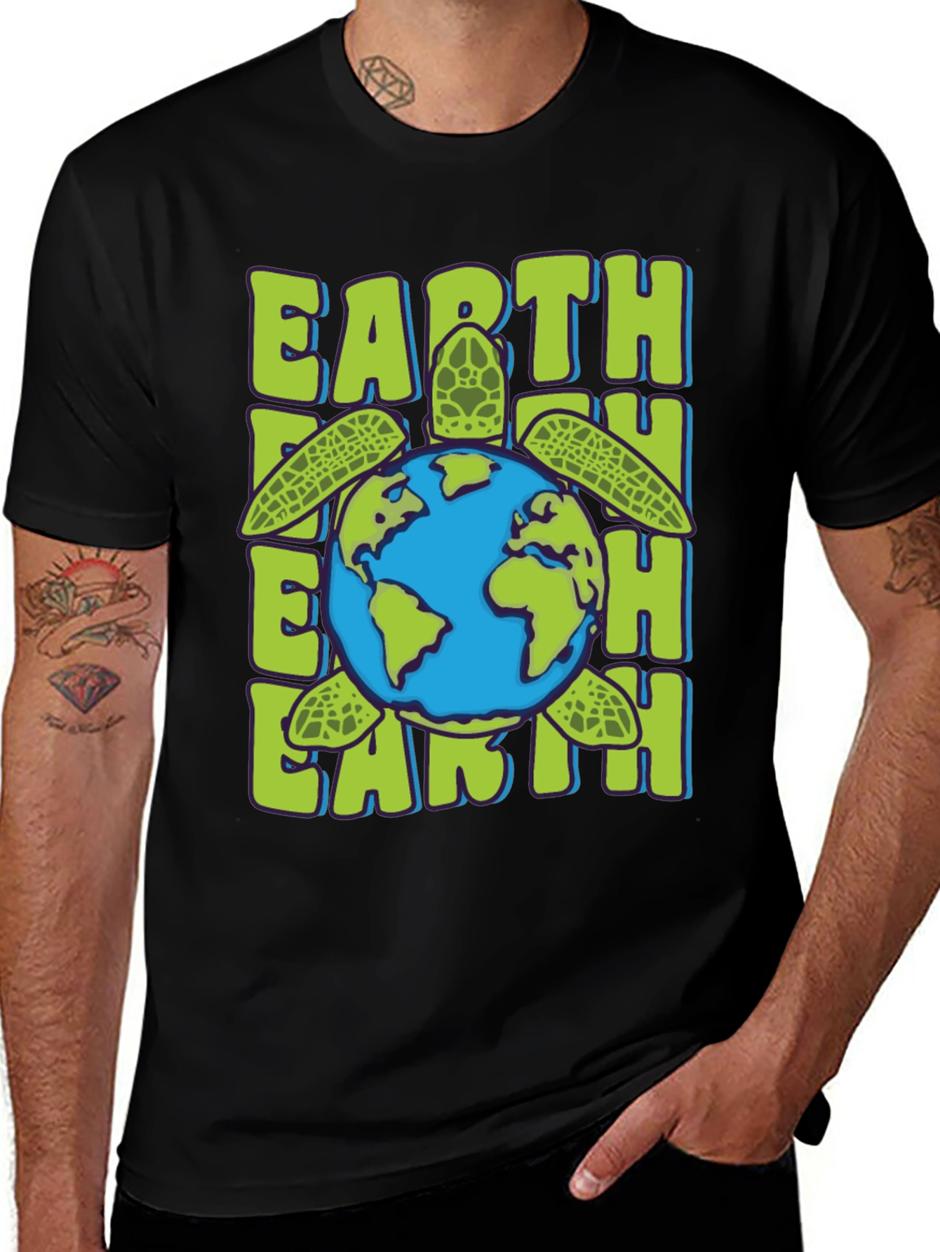 Earth Turtle Graphic Tee - Save the Planet