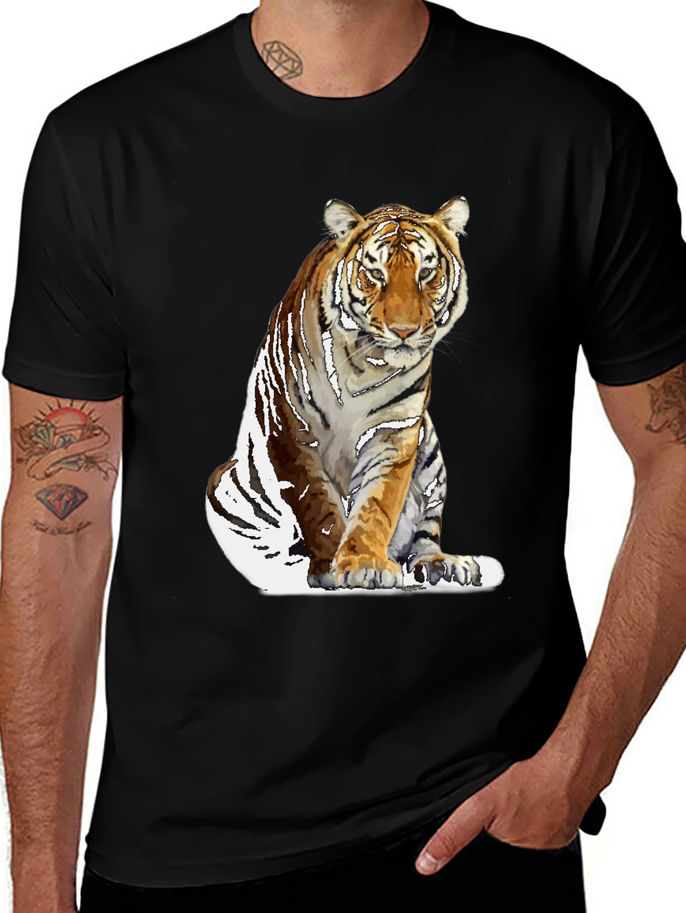 Variant 2 of Cool Tiger Graphic Black T-Shirt for Men