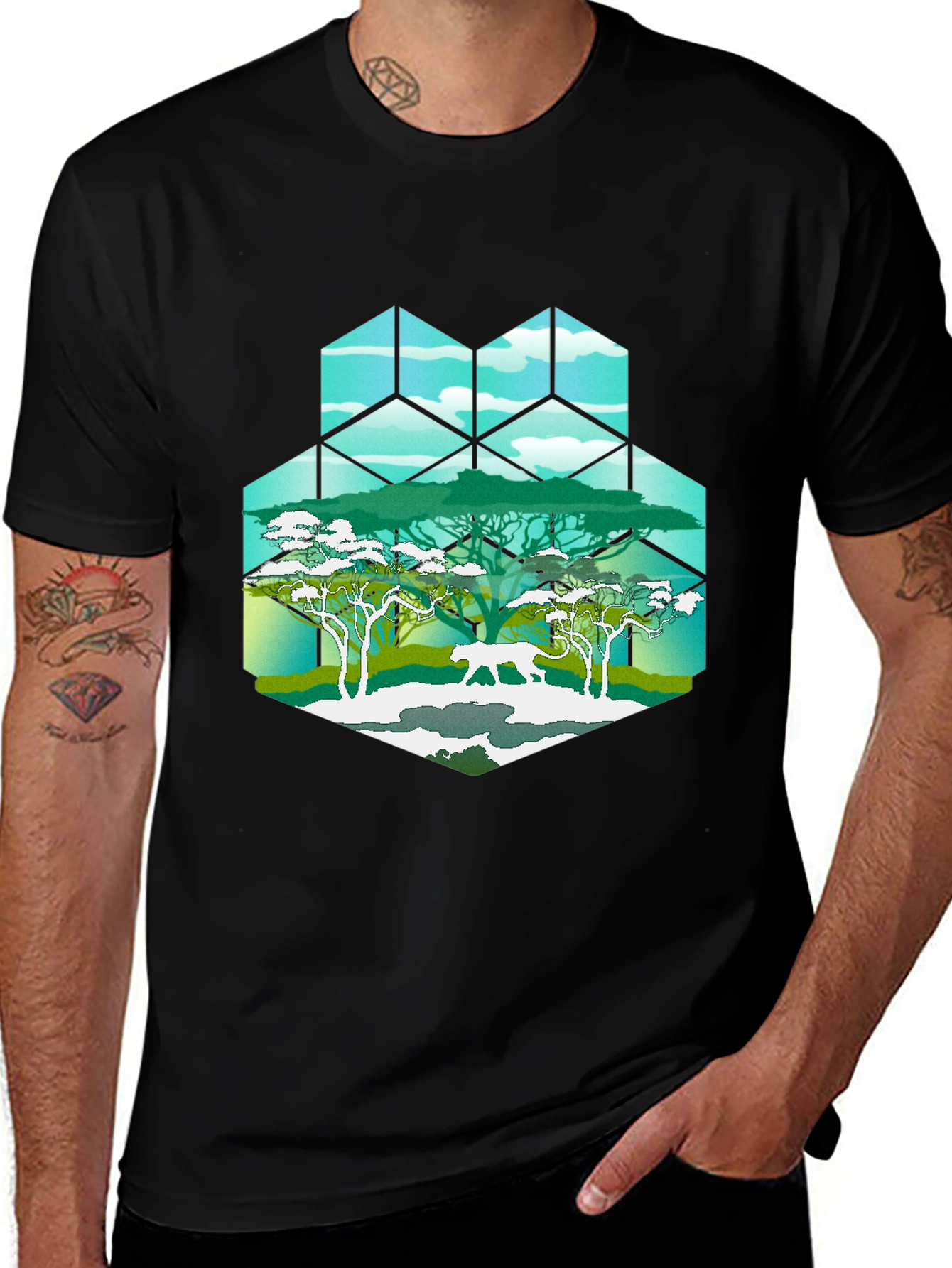 Variant 24 of Geometric African Safari T-Shirt