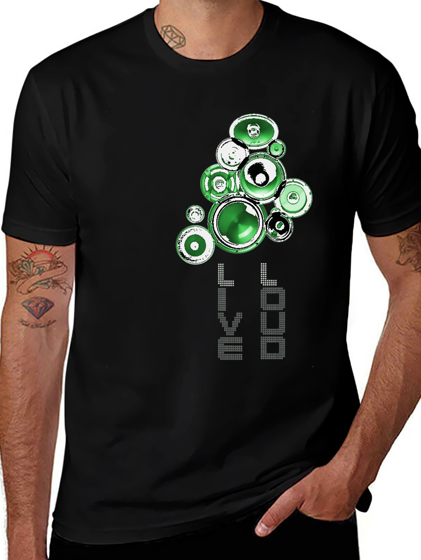 Variant 18 of Green Speaker Graphic Black T-Shirt